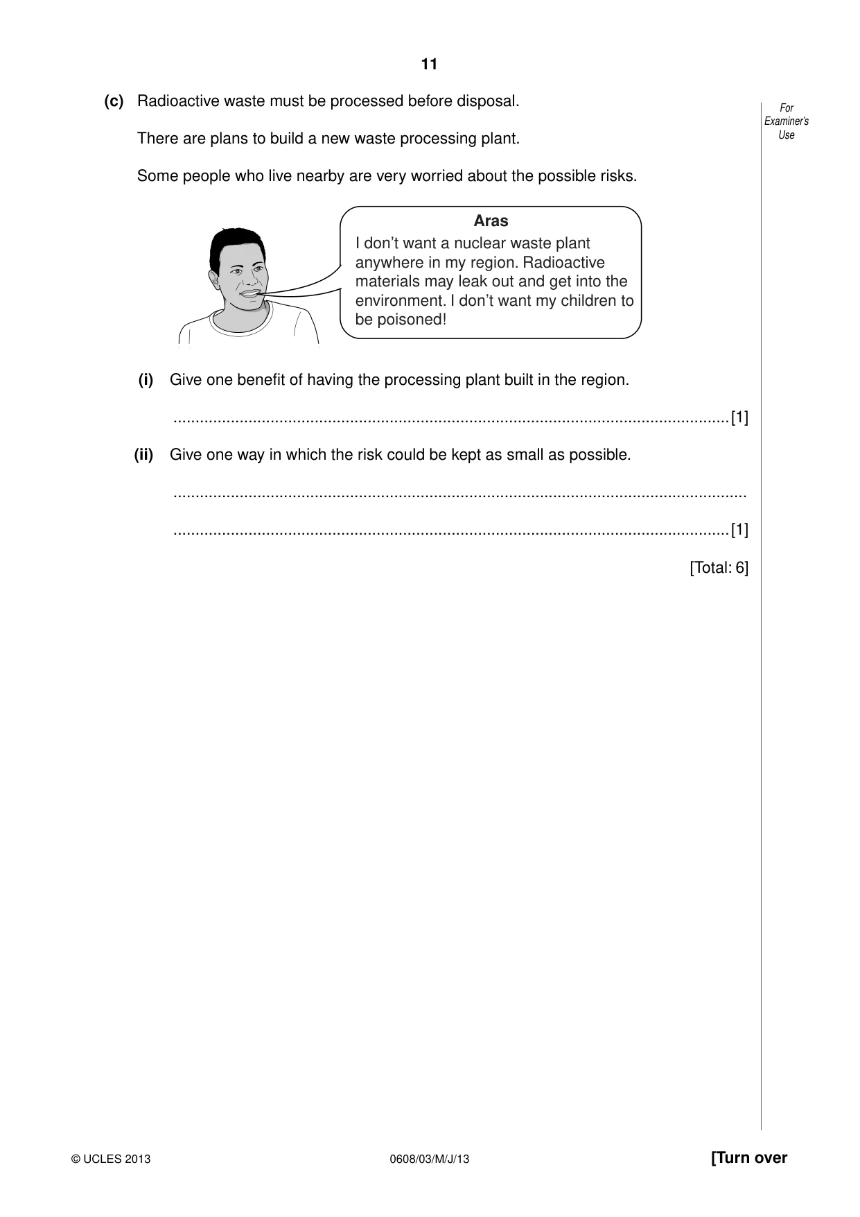 Cambridge IGCSE Twenty-First Century Science 0608 2013 May/June Paper 3 · Variant 1 question paper, page 11 of 16
