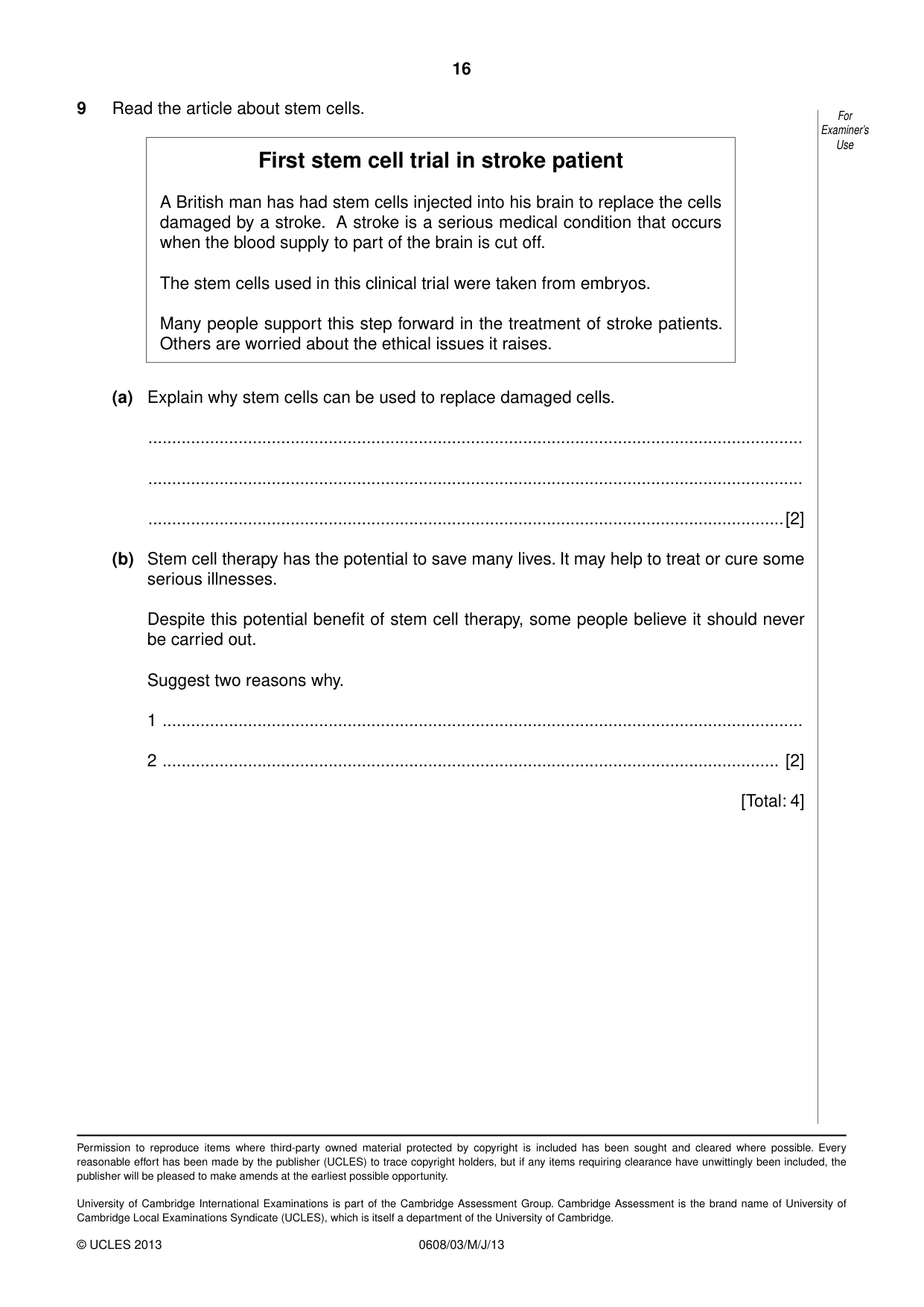 Cambridge IGCSE Twenty-First Century Science 0608 2013 May/June Paper 3 · Variant 1 question paper, page 16 of 16