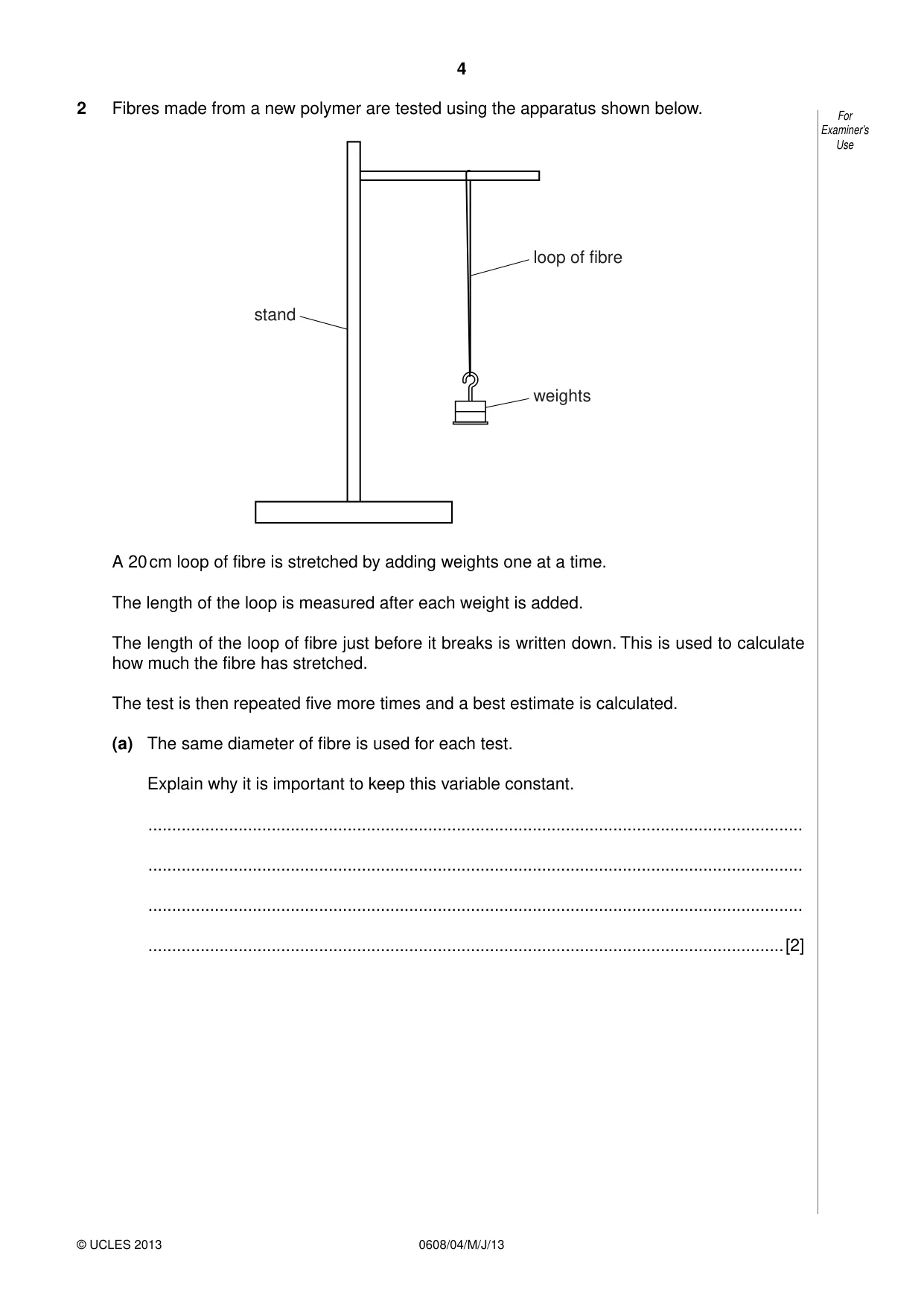 Cambridge IGCSE Twenty-First Century Science 0608 2013 May/June Paper 4 · Variant 1 question paper, page 4 of 20