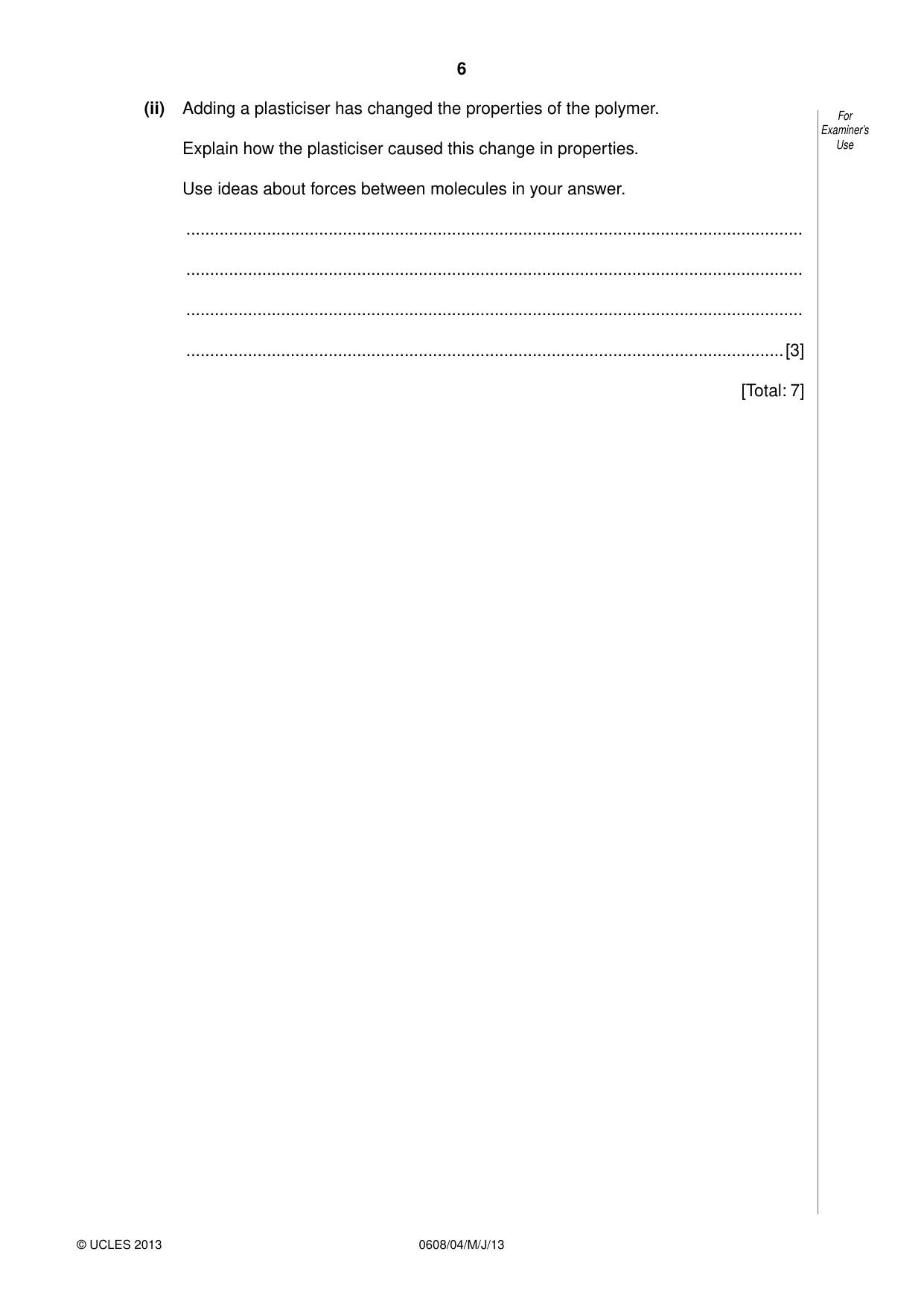 Cambridge IGCSE Twenty-First Century Science 0608 2013 May/June Paper 4 · Variant 1 question paper, page 6 of 20