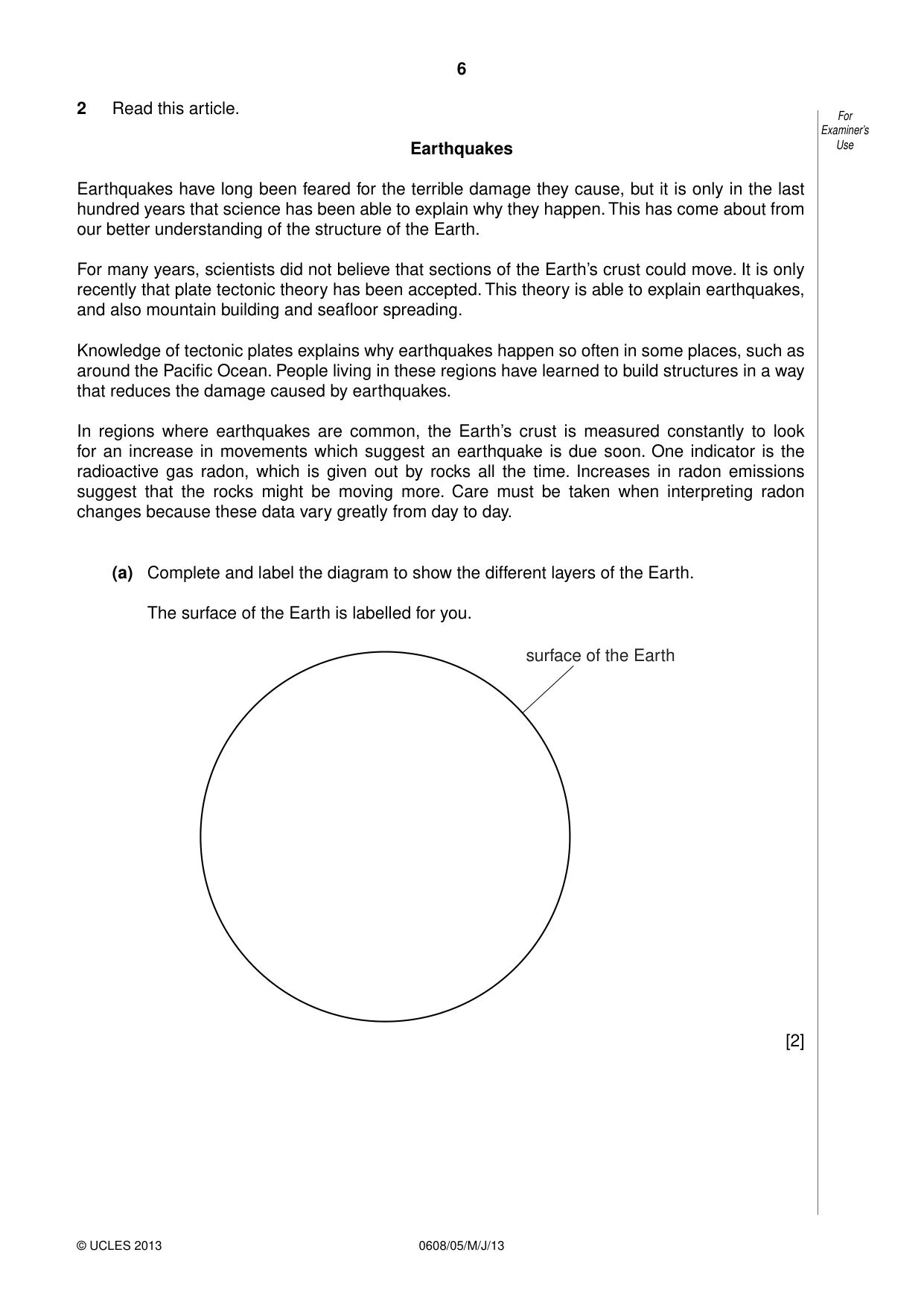 Cambridge IGCSE Twenty-First Century Science 0608 2013 May/June Paper 5 · Variant 1 question paper, page 6 of 16