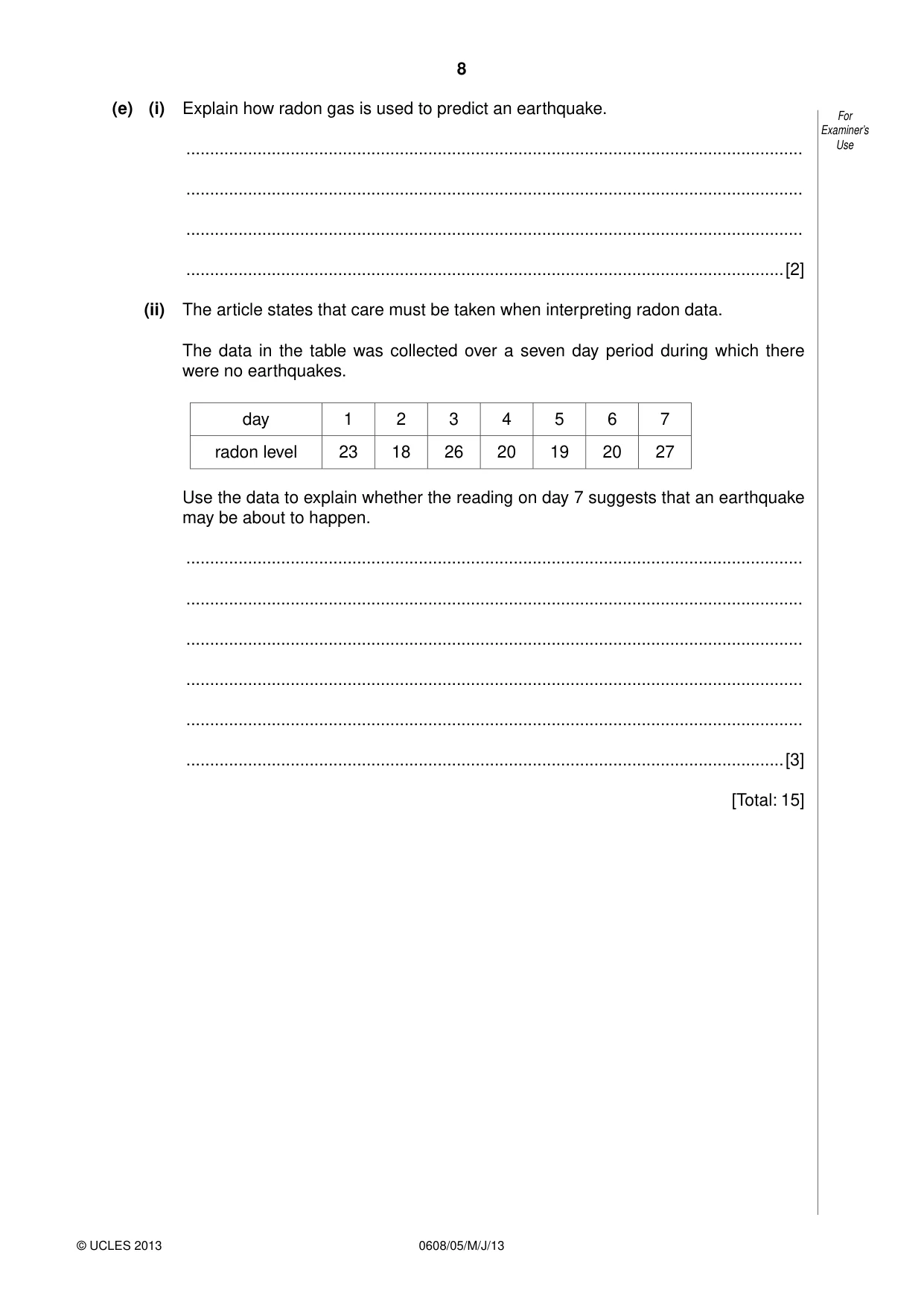 Cambridge IGCSE Twenty-First Century Science 0608 2013 May/June Paper 5 · Variant 1 question paper, page 8 of 16