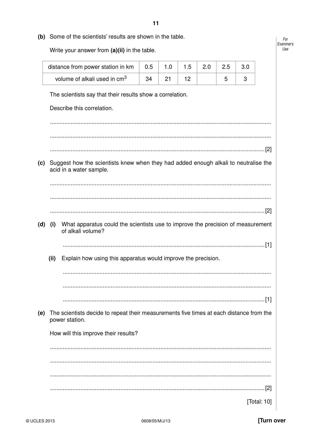 Cambridge IGCSE Twenty-First Century Science 0608 2013 May/June Paper 5 · Variant 1 question paper, page 11 of 16