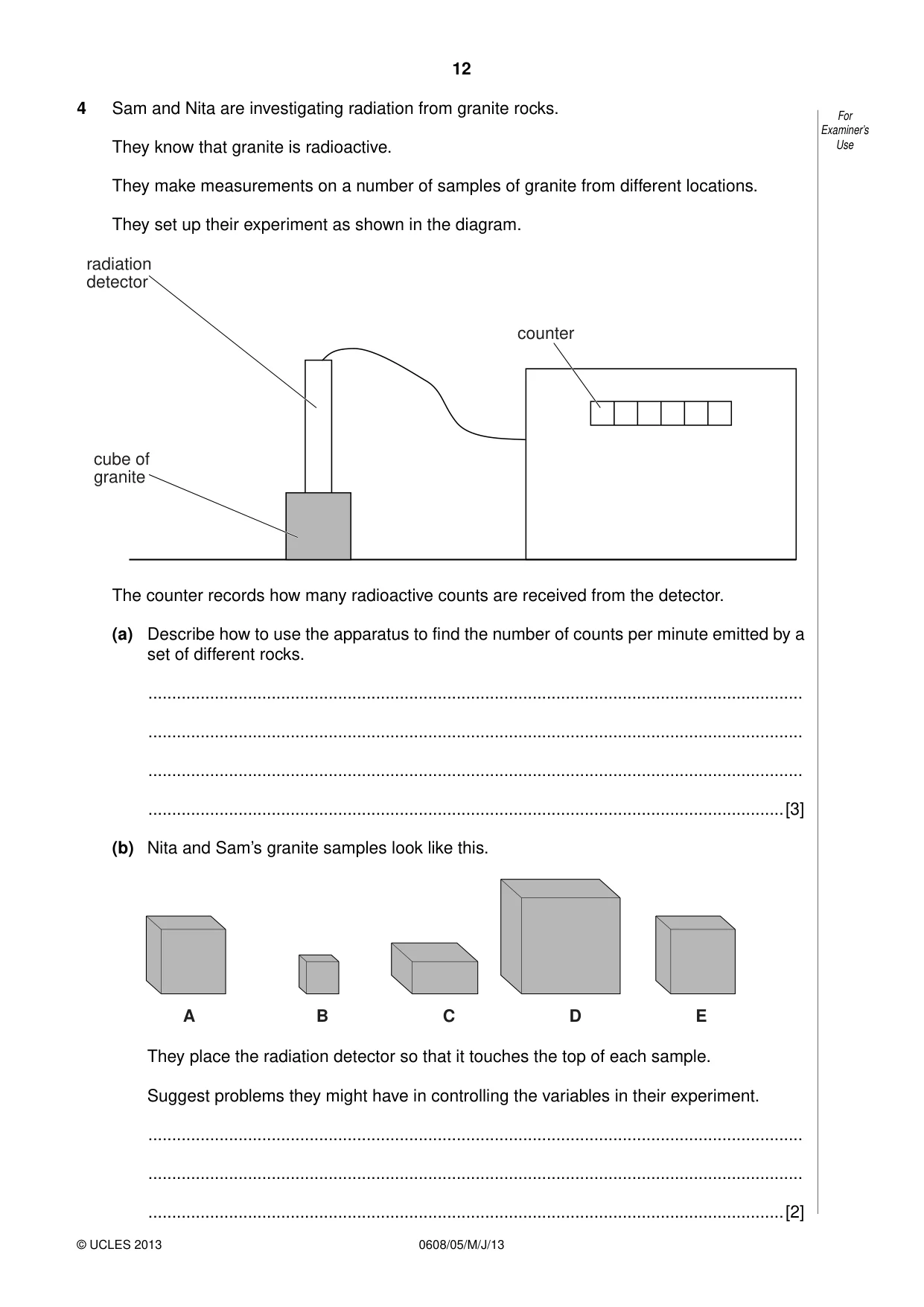 Cambridge IGCSE Twenty-First Century Science 0608 2013 May/June Paper 5 · Variant 1 question paper, page 12 of 16