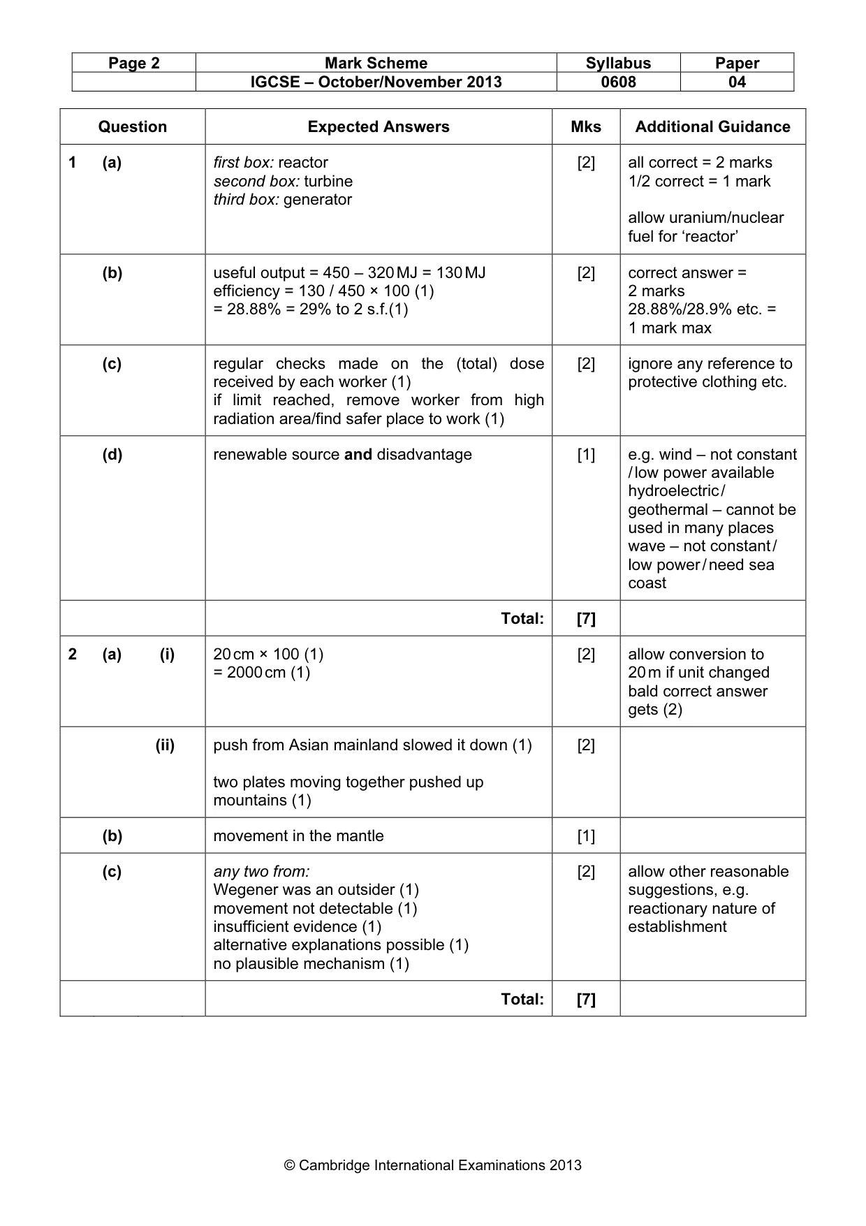 Mark scheme, page 2 of 5