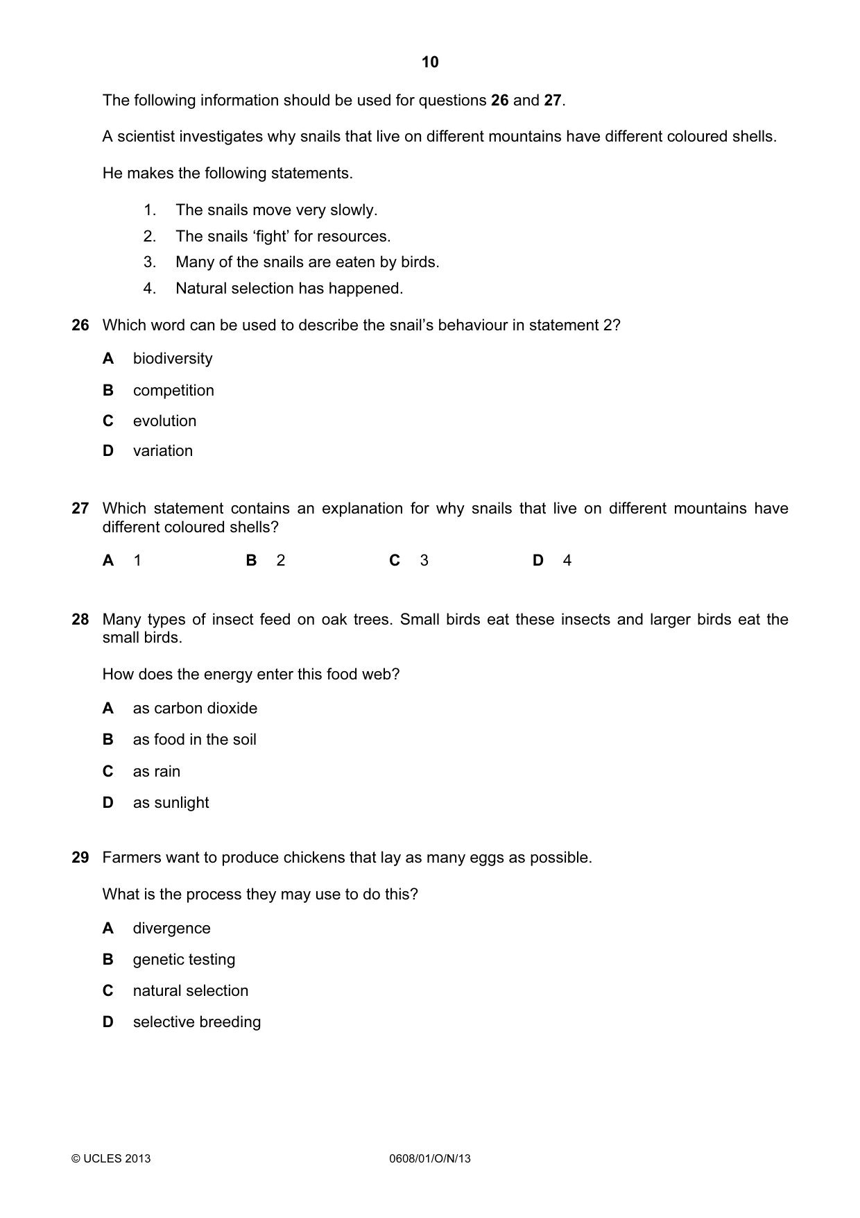 Cambridge IGCSE Twenty-First Century Science 0608 2013 Oct/Nov Paper 1 · Variant 1 question paper, page 10 of 16