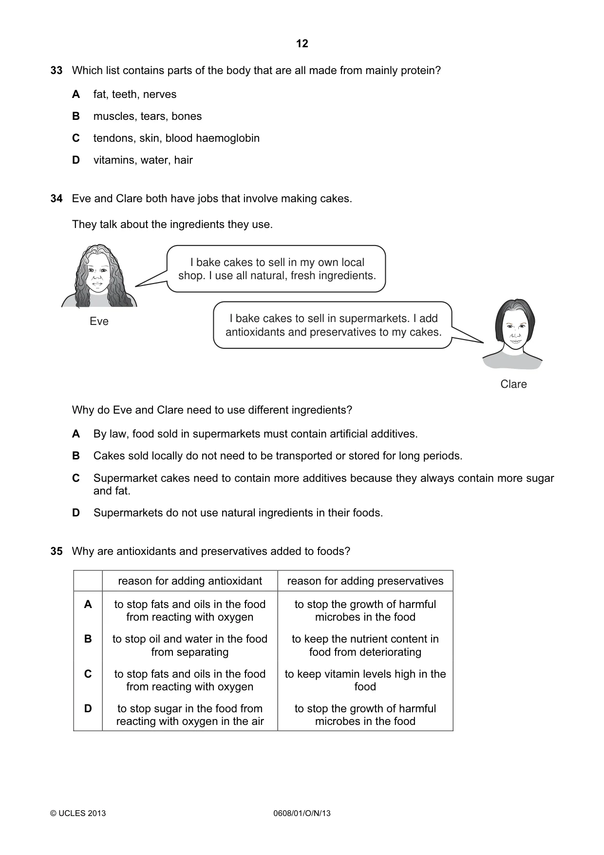 Cambridge IGCSE Twenty-First Century Science 0608 2013 Oct/Nov Paper 1 · Variant 1 question paper, page 12 of 16
