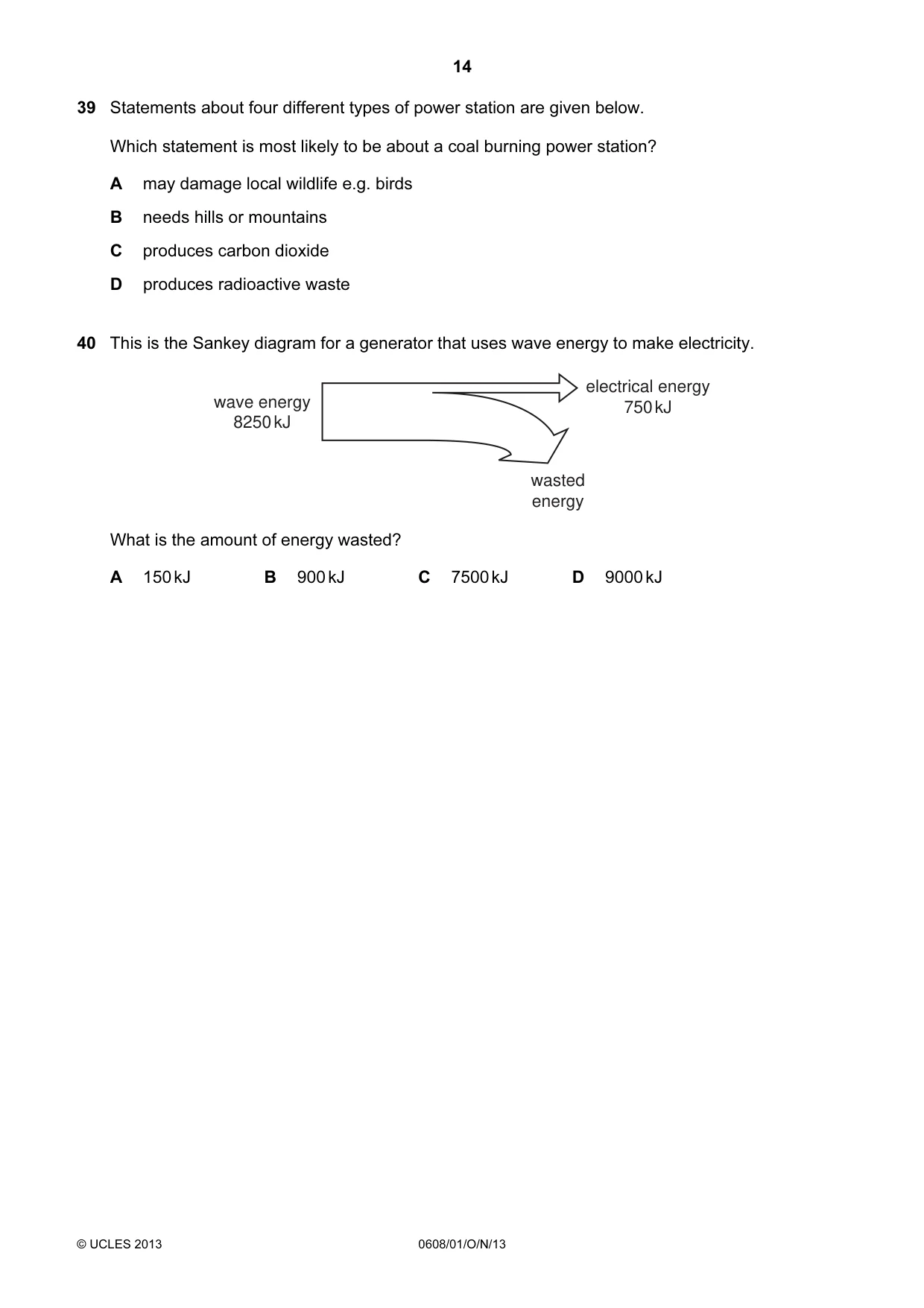 Cambridge IGCSE Twenty-First Century Science 0608 2013 Oct/Nov Paper 1 · Variant 1 question paper, page 14 of 16