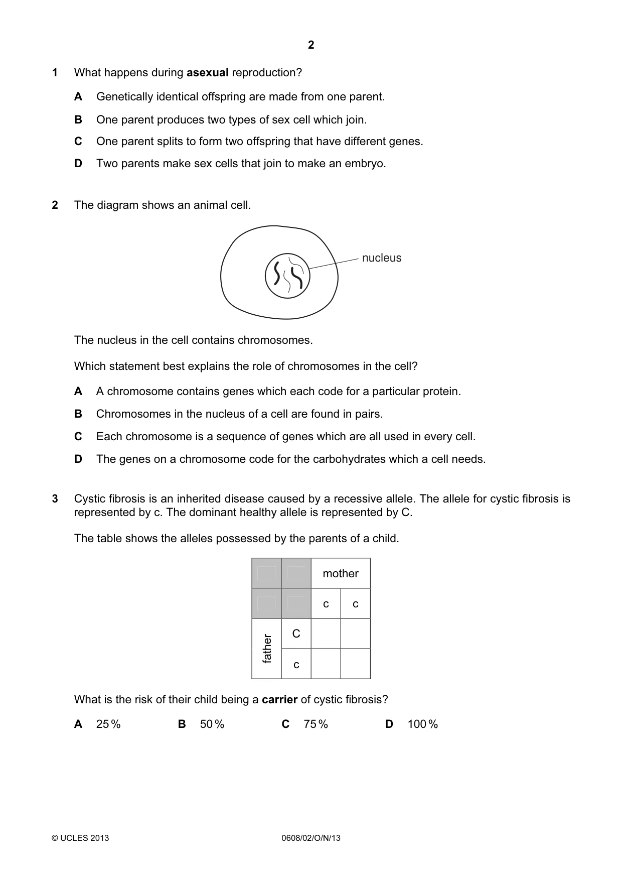 Cambridge IGCSE Twenty-First Century Science 0608 2013 Oct/Nov Paper 2 · Variant 1 question paper, page 2 of 16