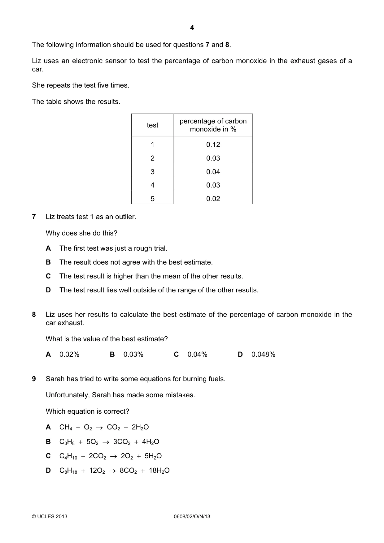 Cambridge IGCSE Twenty-First Century Science 0608 2013 Oct/Nov Paper 2 · Variant 1 question paper, page 4 of 16