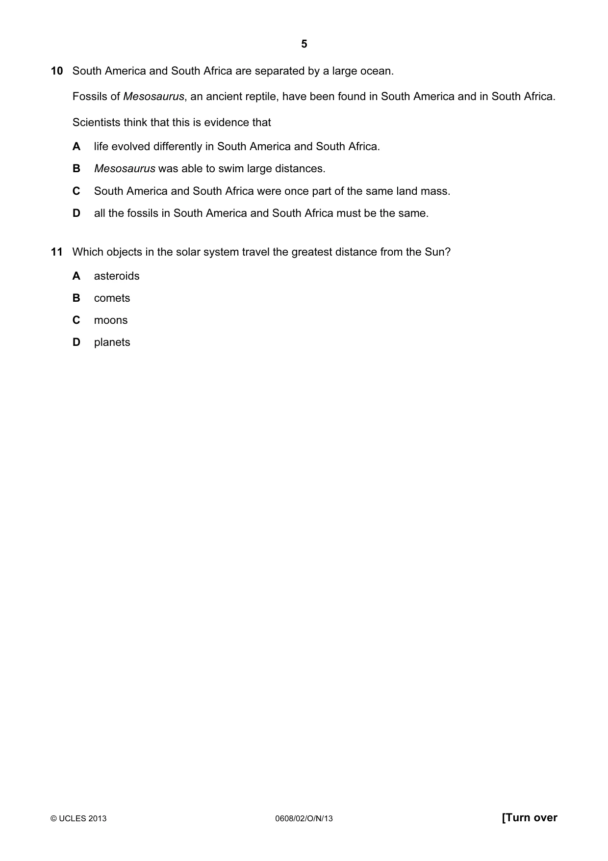 Cambridge IGCSE Twenty-First Century Science 0608 2013 Oct/Nov Paper 2 · Variant 1 question paper, page 5 of 16