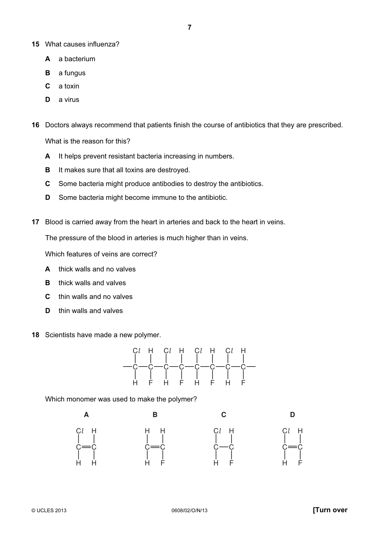 Cambridge IGCSE Twenty-First Century Science 0608 2013 Oct/Nov Paper 2 · Variant 1 question paper, page 7 of 16