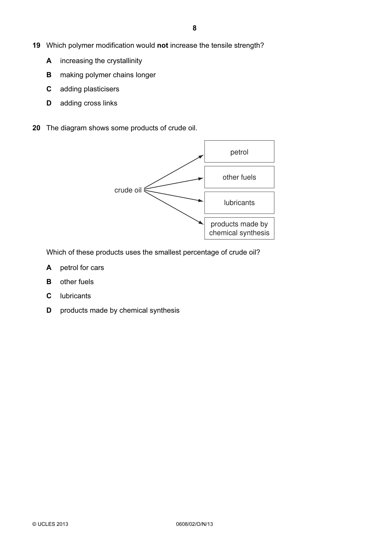 Cambridge IGCSE Twenty-First Century Science 0608 2013 Oct/Nov Paper 2 · Variant 1 question paper, page 8 of 16