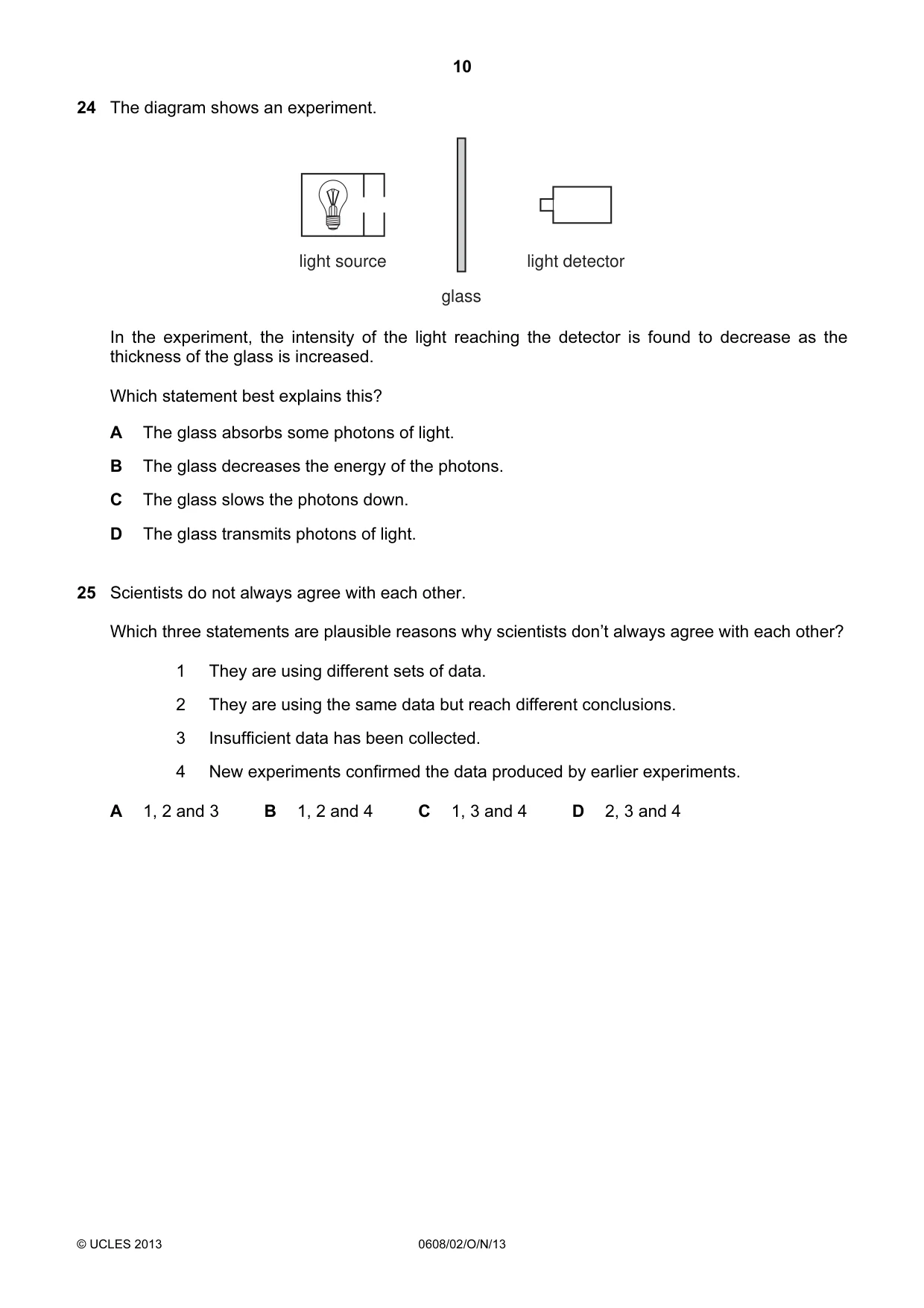 Cambridge IGCSE Twenty-First Century Science 0608 2013 Oct/Nov Paper 2 · Variant 1 question paper, page 10 of 16