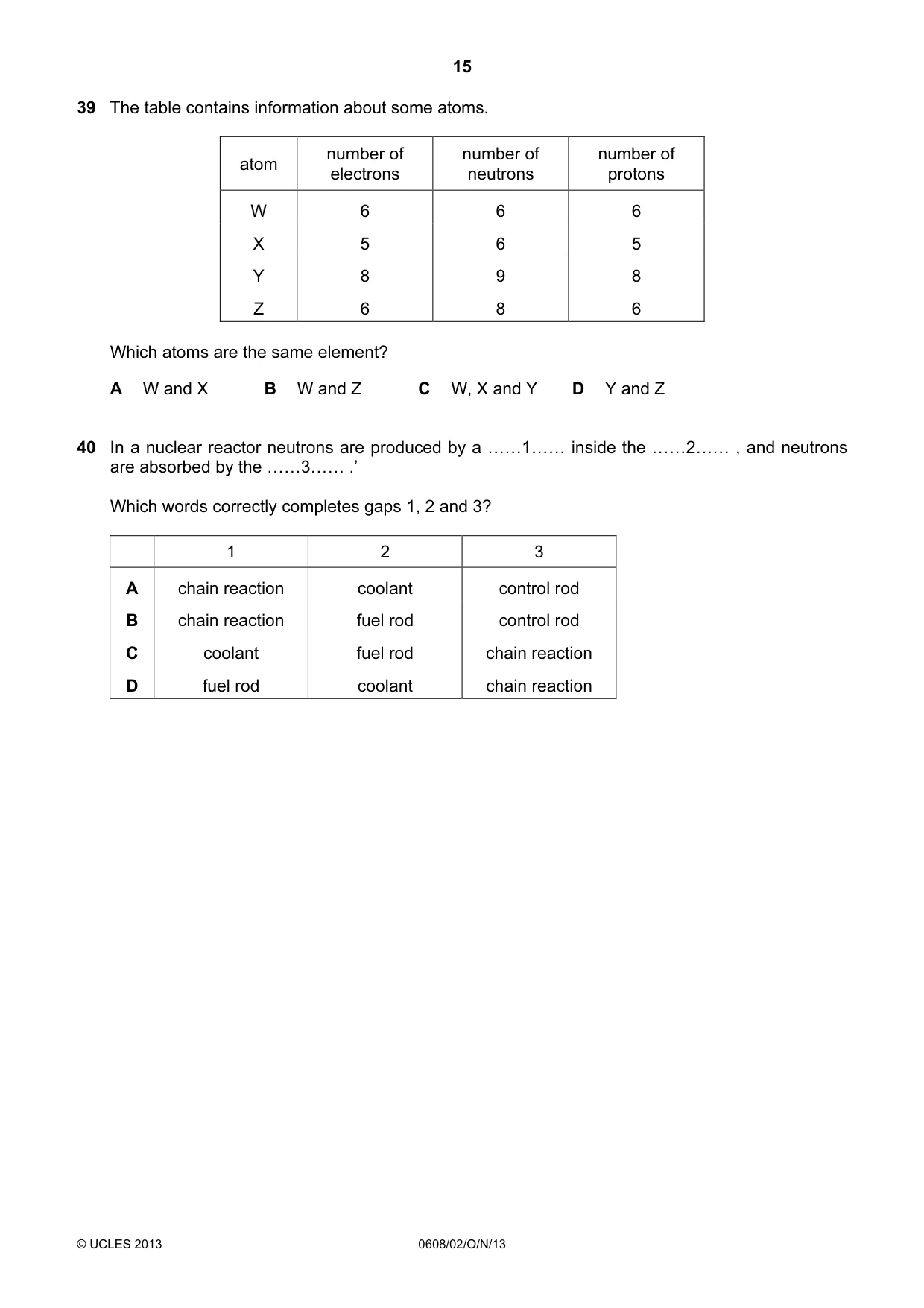 Cambridge IGCSE Twenty-First Century Science 0608 2013 Oct/Nov Paper 2 · Variant 1 question paper, page 15 of 16