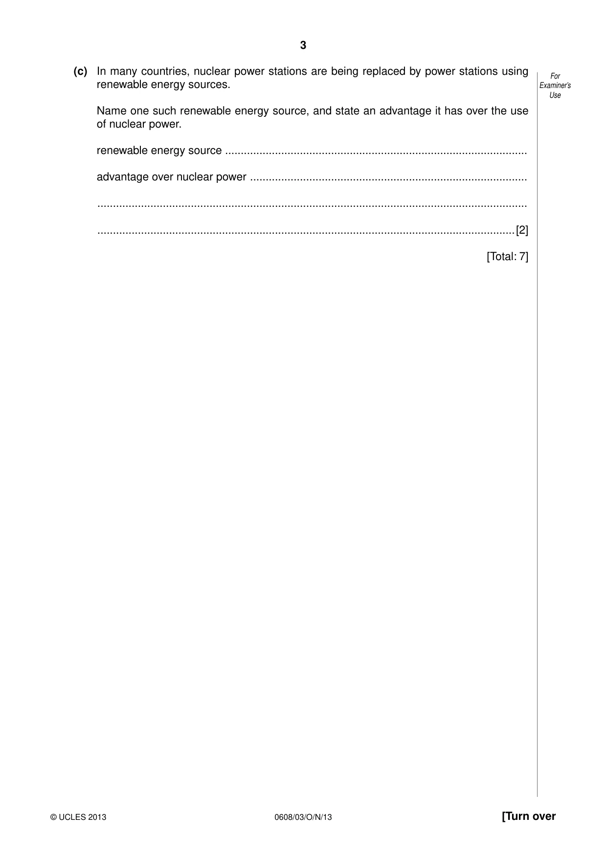 Cambridge IGCSE Twenty-First Century Science 0608 2013 Oct/Nov Paper 3 · Variant 1 question paper, page 3 of 16