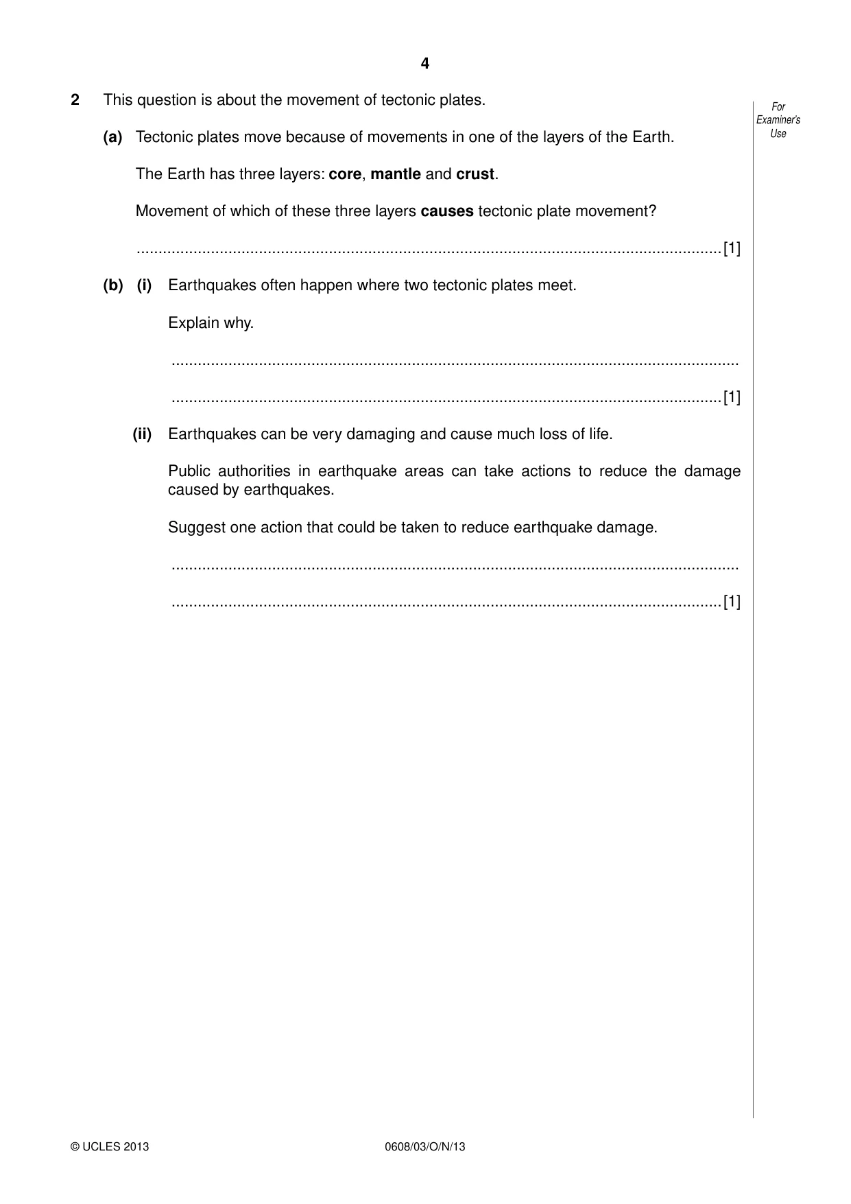 Cambridge IGCSE Twenty-First Century Science 0608 2013 Oct/Nov Paper 3 · Variant 1 question paper, page 4 of 16