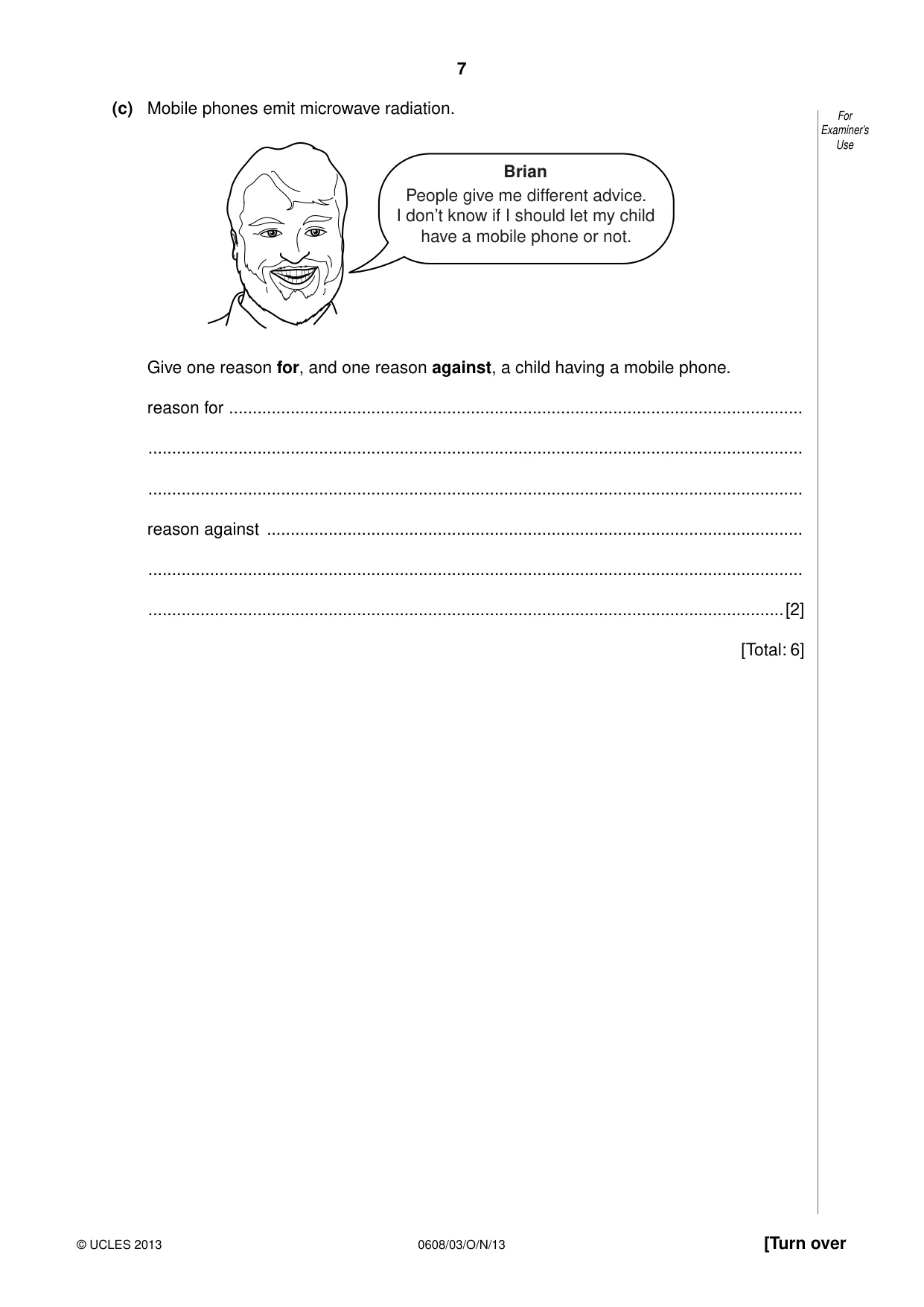 Cambridge IGCSE Twenty-First Century Science 0608 2013 Oct/Nov Paper 3 · Variant 1 question paper, page 7 of 16