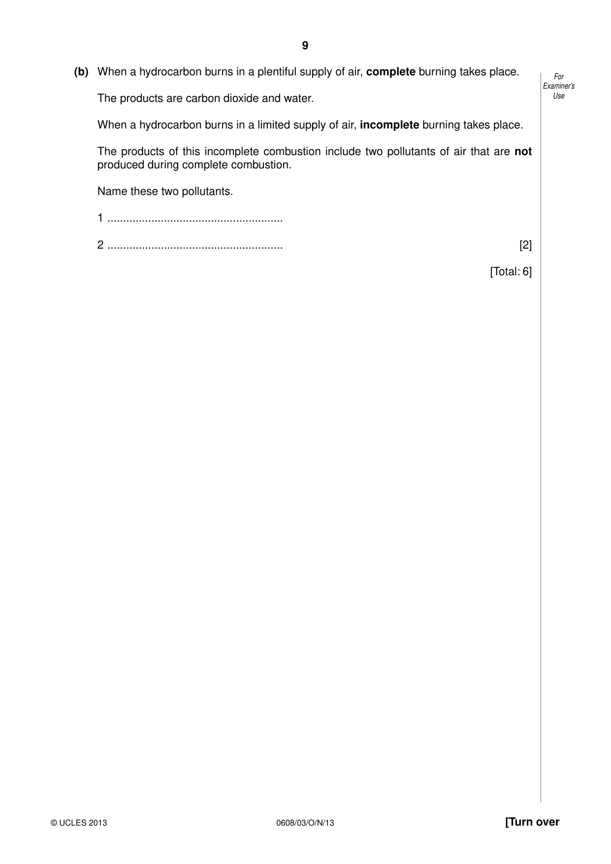 Cambridge IGCSE Twenty-First Century Science 0608 2013 Oct/Nov Paper 3 · Variant 1 question paper, page 9 of 16