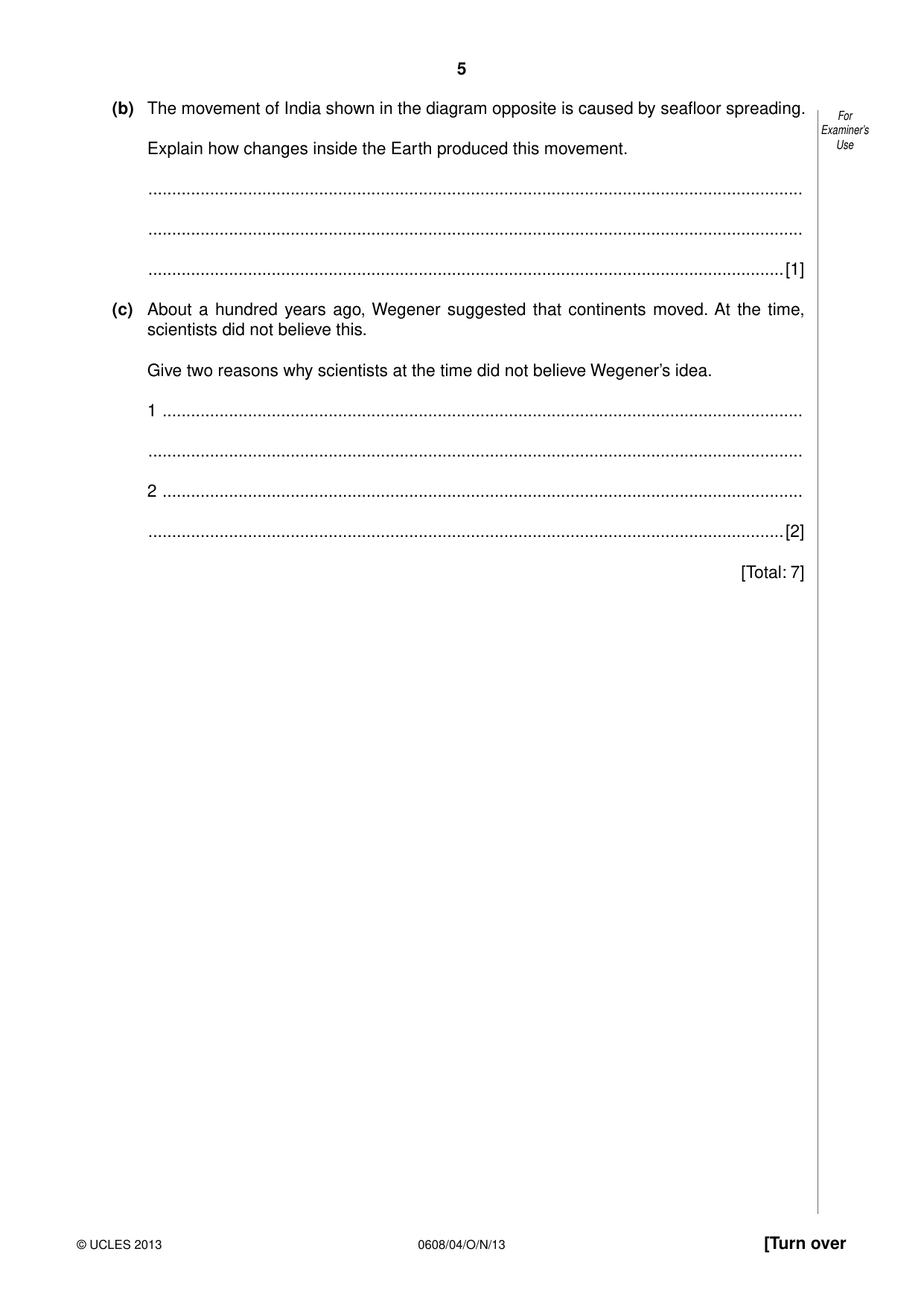 Cambridge IGCSE Twenty-First Century Science 0608 2013 Oct/Nov Paper 4 · Variant 1 question paper, page 5 of 16