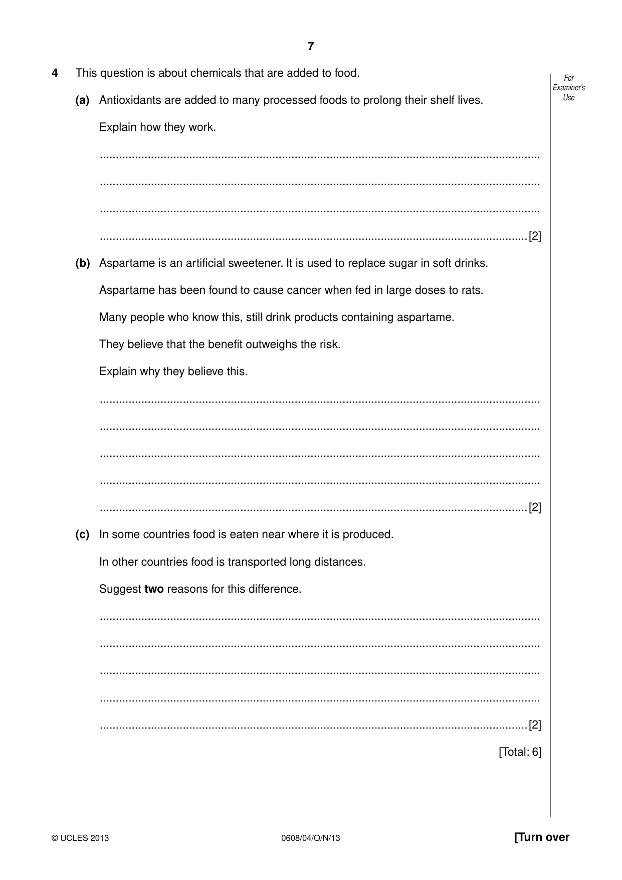 Cambridge IGCSE Twenty-First Century Science 0608 2013 Oct/Nov Paper 4 · Variant 1 question paper, page 7 of 16