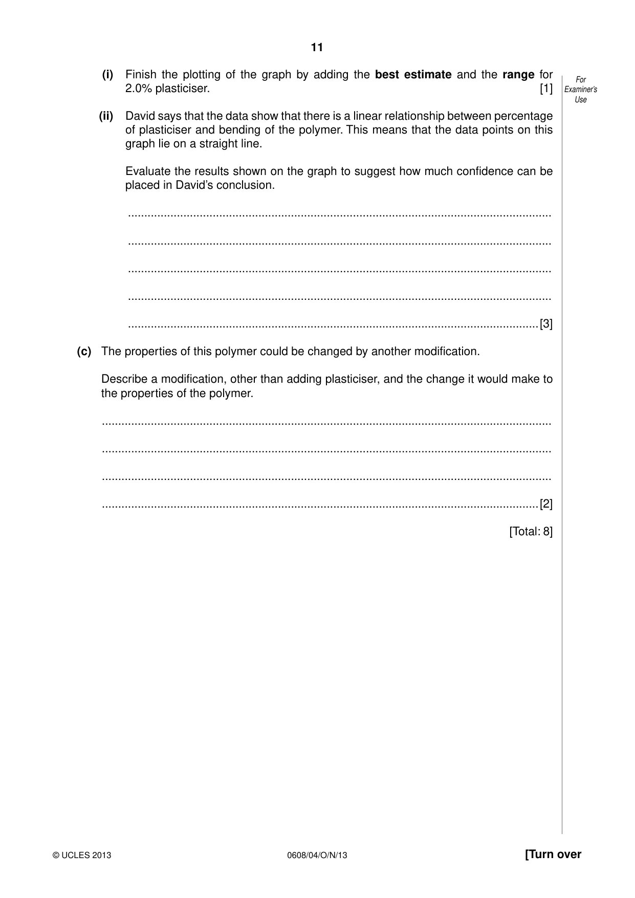 Cambridge IGCSE Twenty-First Century Science 0608 2013 Oct/Nov Paper 4 · Variant 1 question paper, page 11 of 16