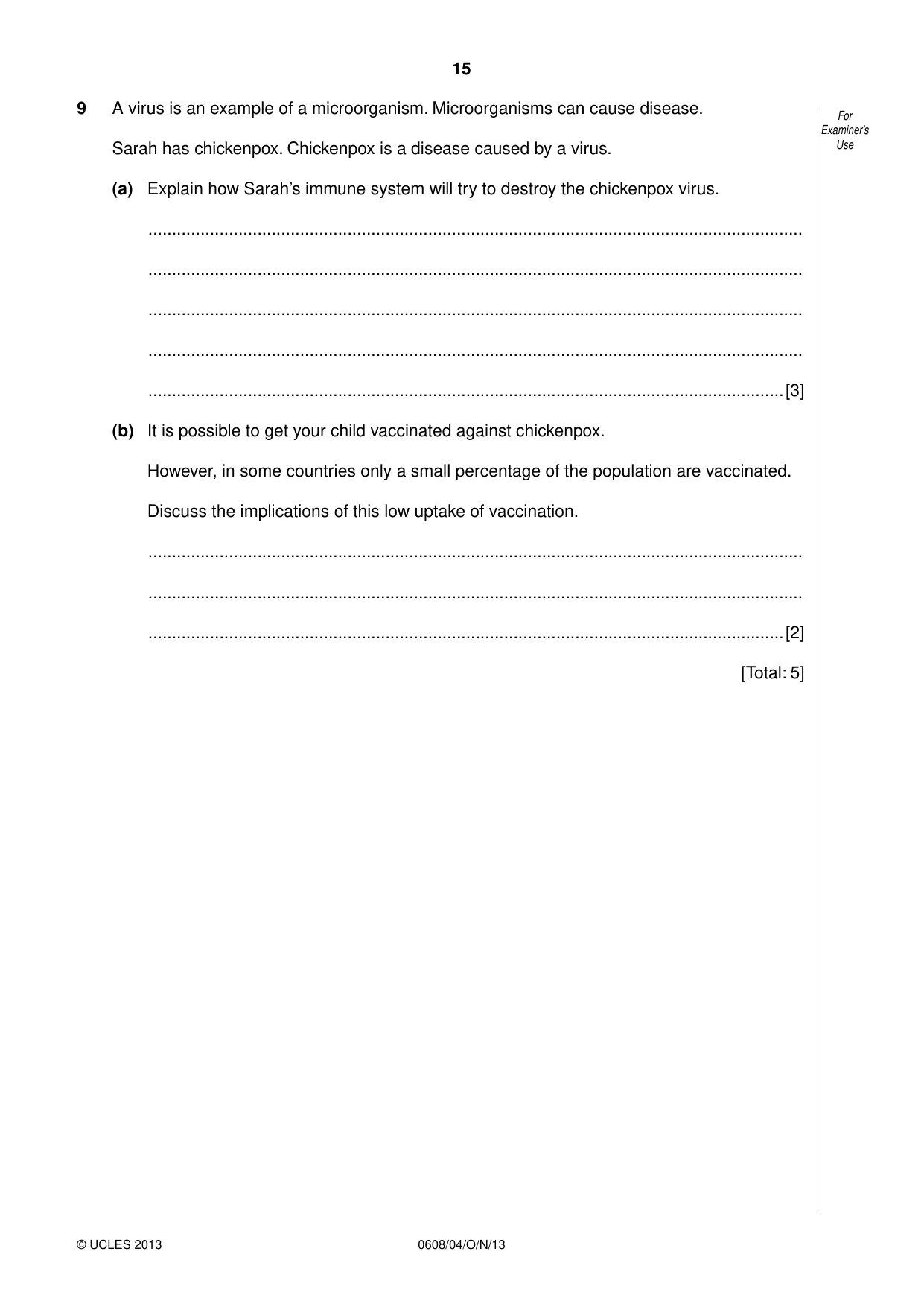 Cambridge IGCSE Twenty-First Century Science 0608 2013 Oct/Nov Paper 4 · Variant 1 question paper, page 15 of 16