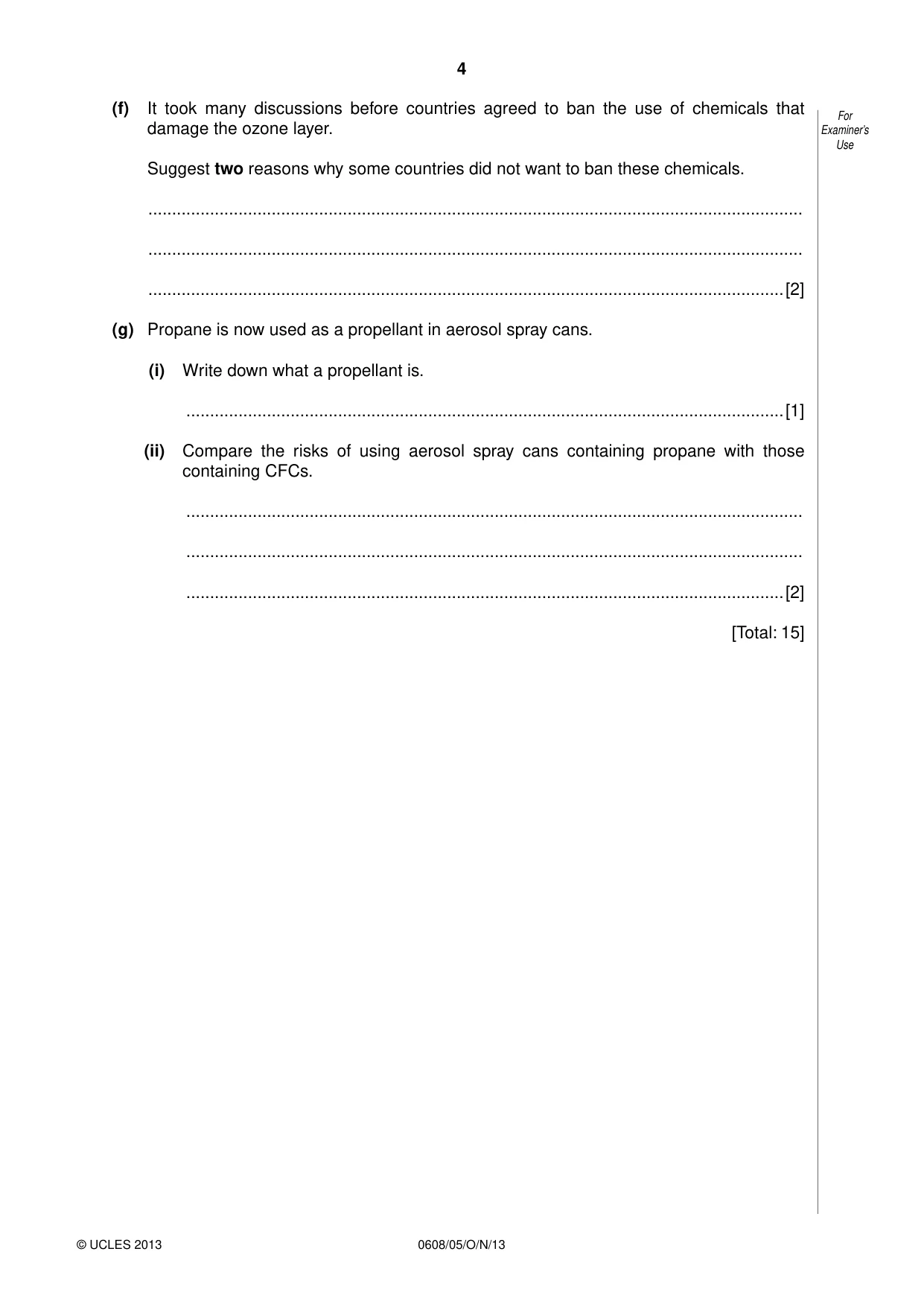 Cambridge IGCSE Twenty-First Century Science 0608 2013 Oct/Nov Paper 5 · Variant 1 question paper, page 4 of 16