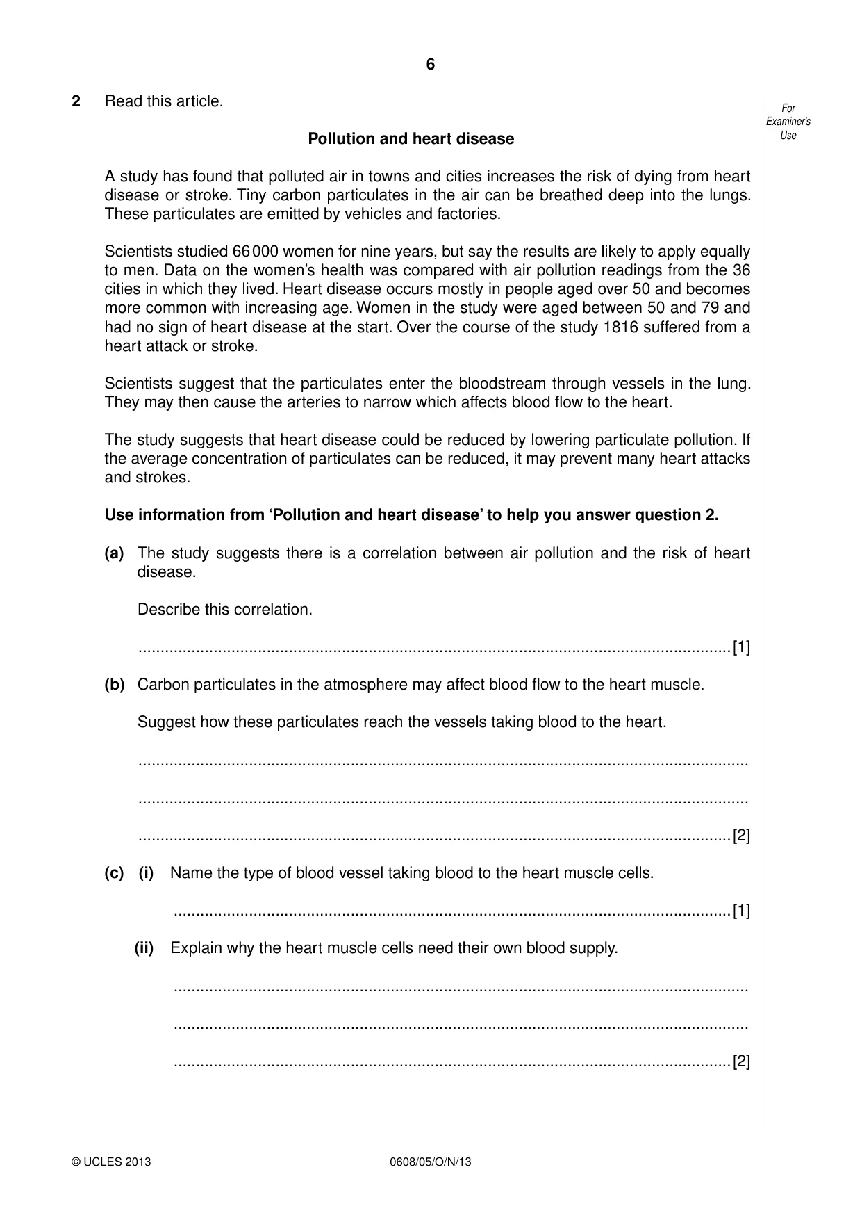Cambridge IGCSE Twenty-First Century Science 0608 2013 Oct/Nov Paper 5 · Variant 1 question paper, page 6 of 16
