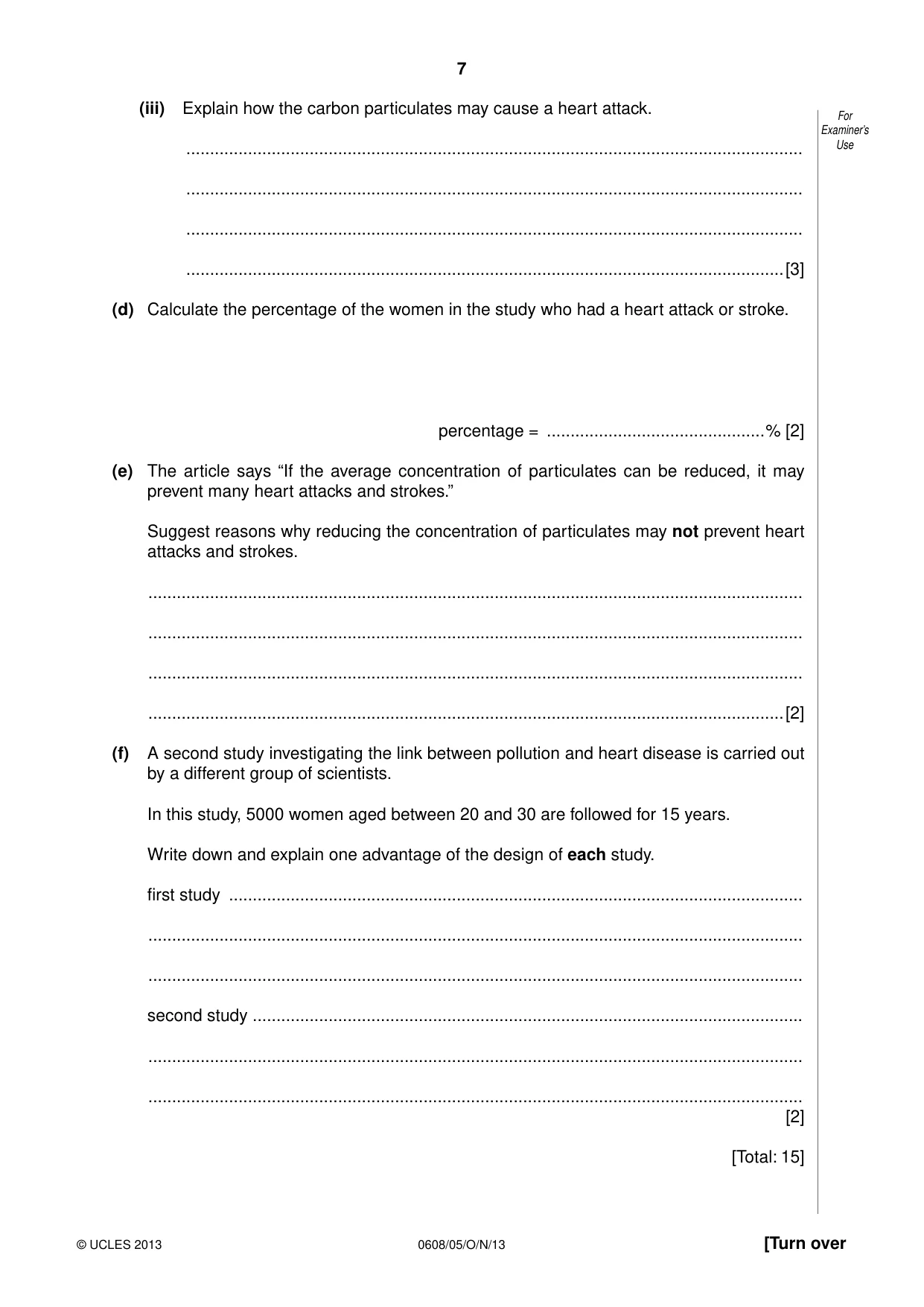 Cambridge IGCSE Twenty-First Century Science 0608 2013 Oct/Nov Paper 5 · Variant 1 question paper, page 7 of 16