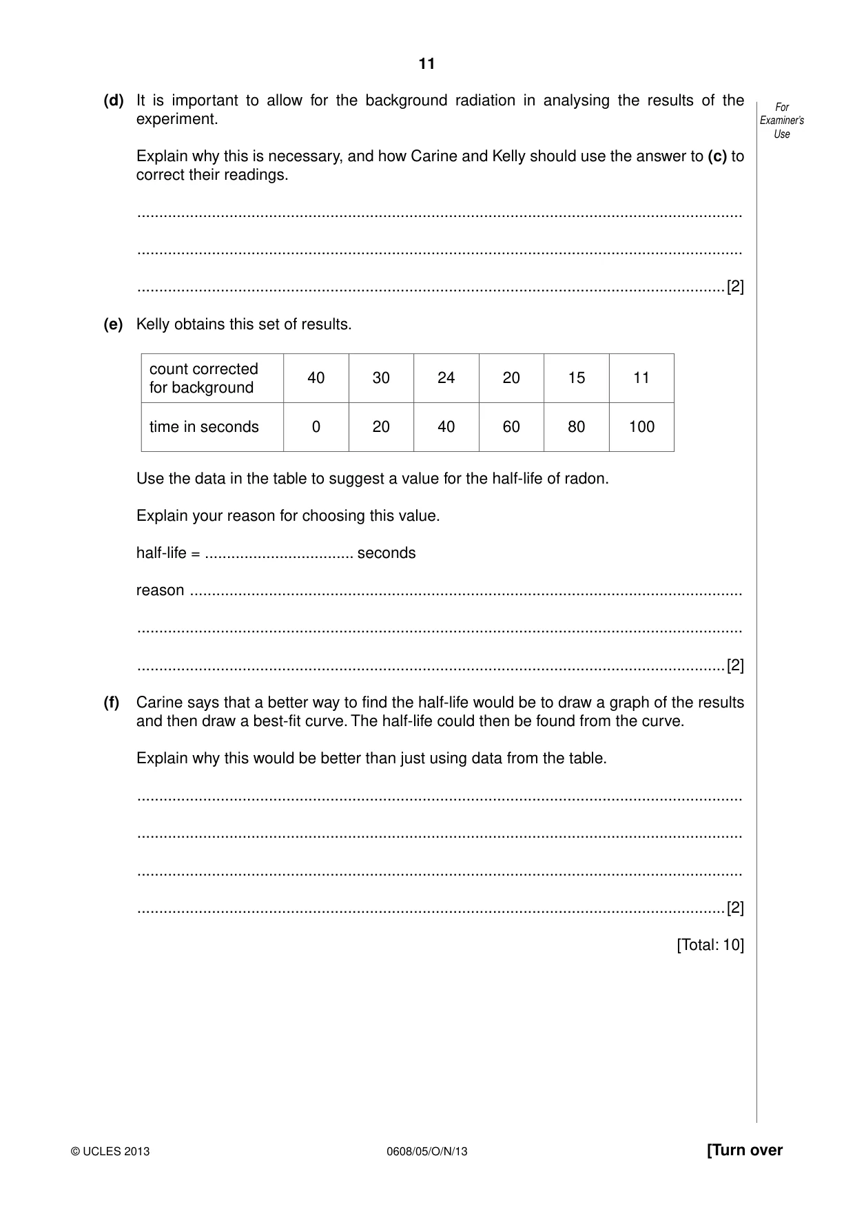 Cambridge IGCSE Twenty-First Century Science 0608 2013 Oct/Nov Paper 5 · Variant 1 question paper, page 11 of 16