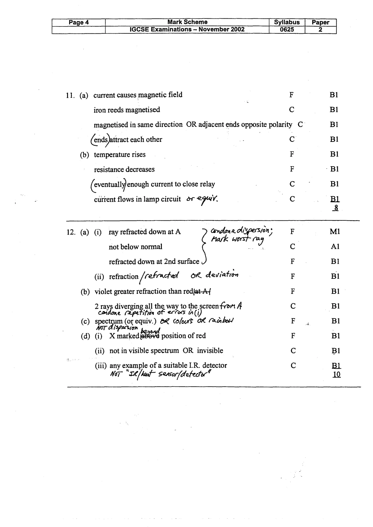 Mark scheme, page 5 of 5