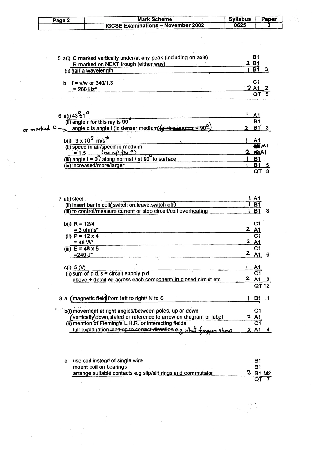 Mark scheme, page 3 of 4