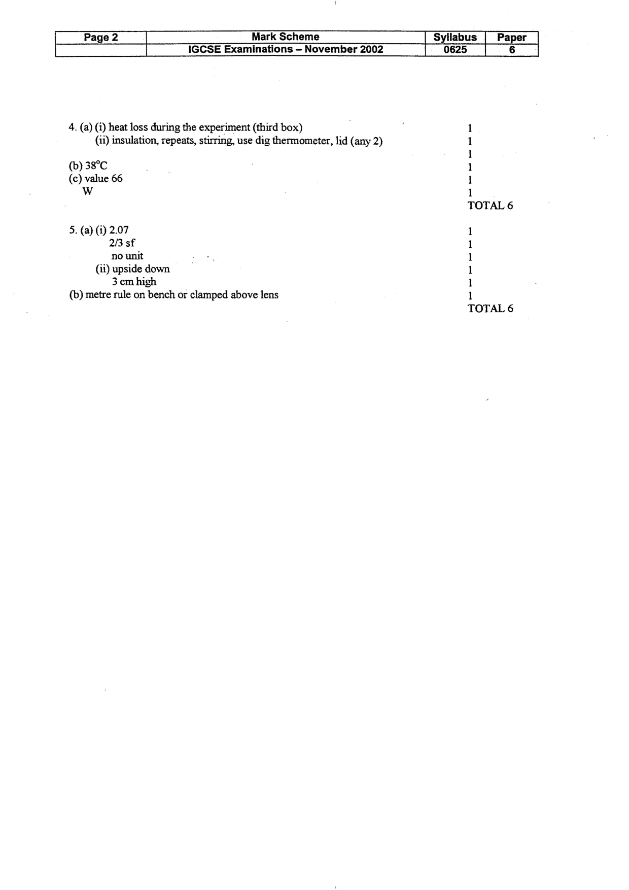 Mark scheme, page 3 of 3