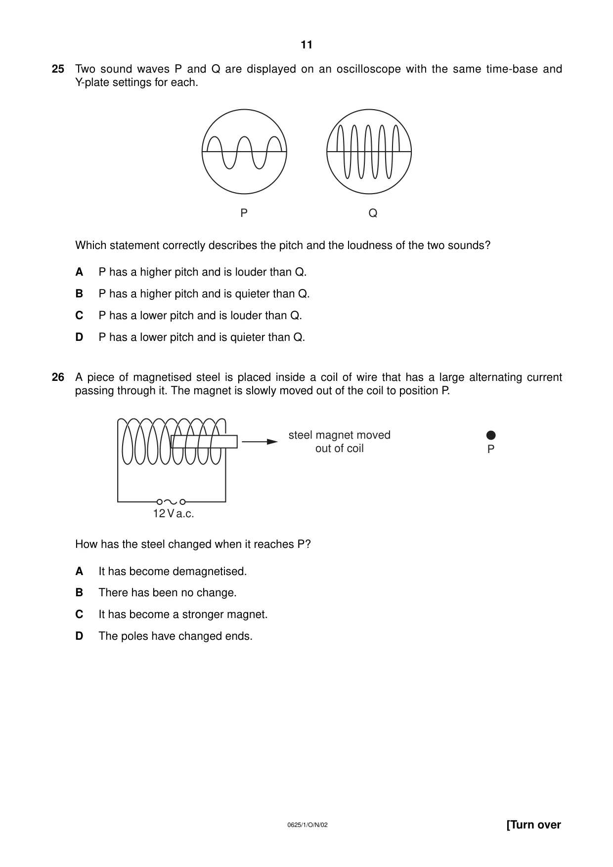 Cambridge IGCSE Physics 0625 2002 Oct/Nov Paper 1 · Variant 1 question paper, page 11 of 20