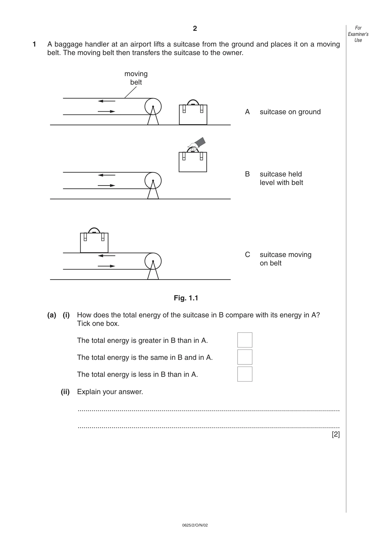 Cambridge IGCSE Physics 0625 2002 Oct/Nov Paper 2 · Variant 1 question paper, page 2 of 20