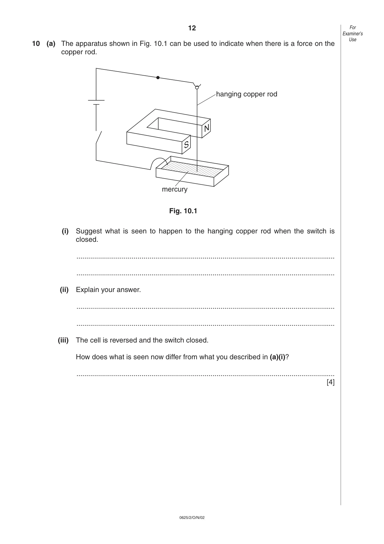 Cambridge IGCSE Physics 0625 2002 Oct/Nov Paper 2 · Variant 1 question paper, page 12 of 20
