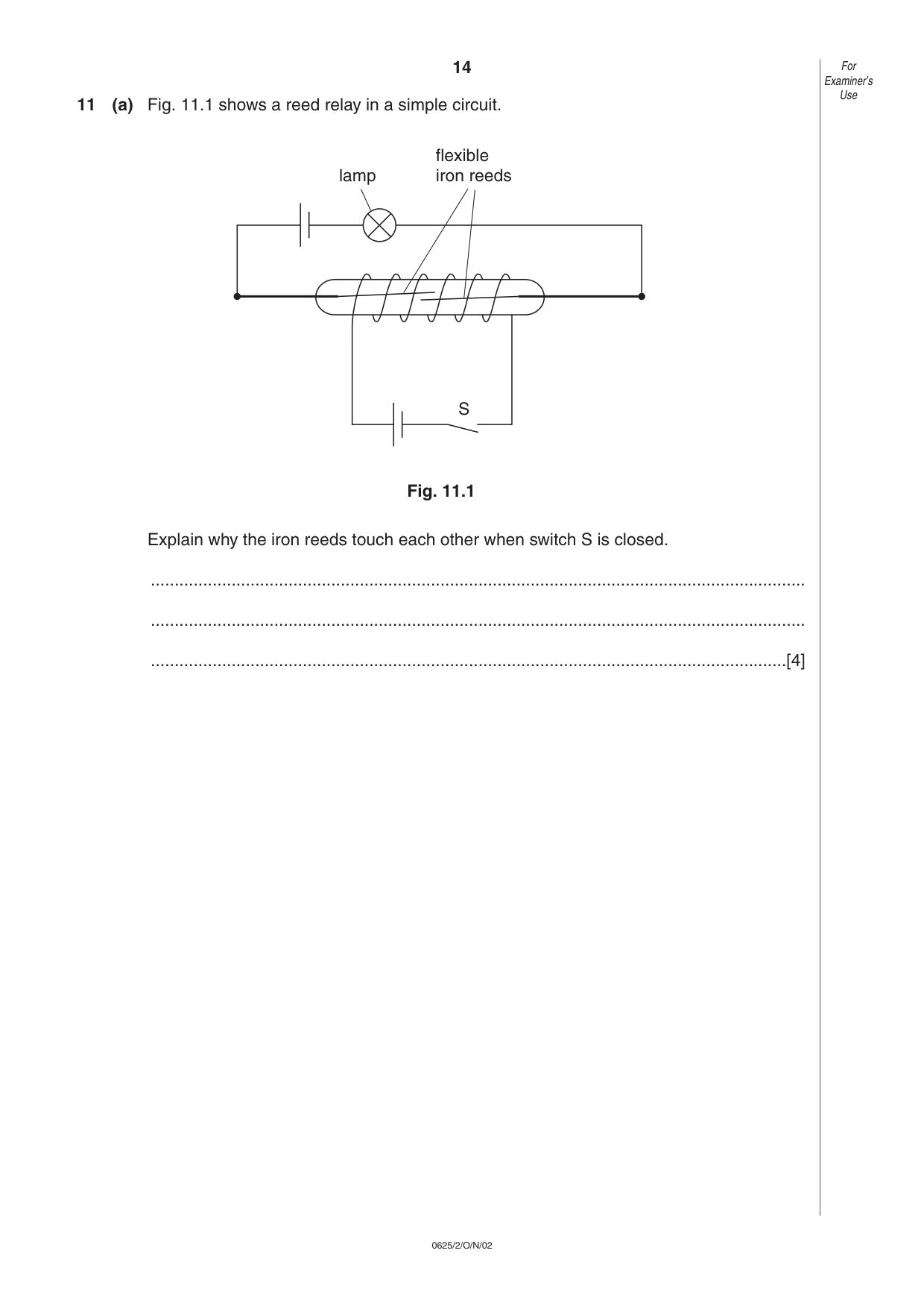 Cambridge IGCSE Physics 0625 2002 Oct/Nov Paper 2 · Variant 1 question paper, page 14 of 20