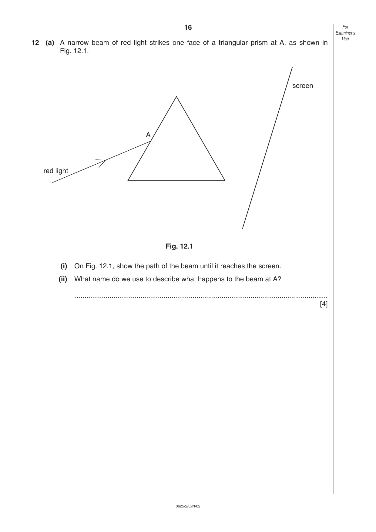 Cambridge IGCSE Physics 0625 2002 Oct/Nov Paper 2 · Variant 1 question paper, page 16 of 20