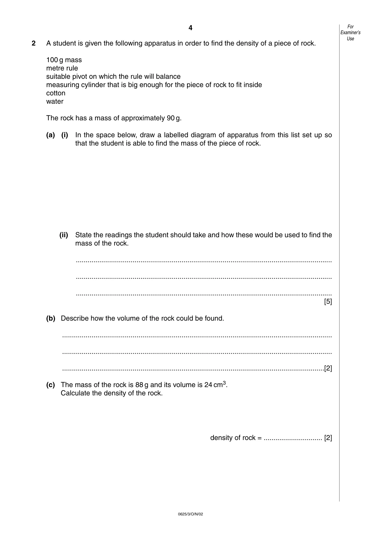 Cambridge IGCSE Physics 0625 2002 Oct/Nov Paper 3 · Variant 1 question paper, page 4 of 16