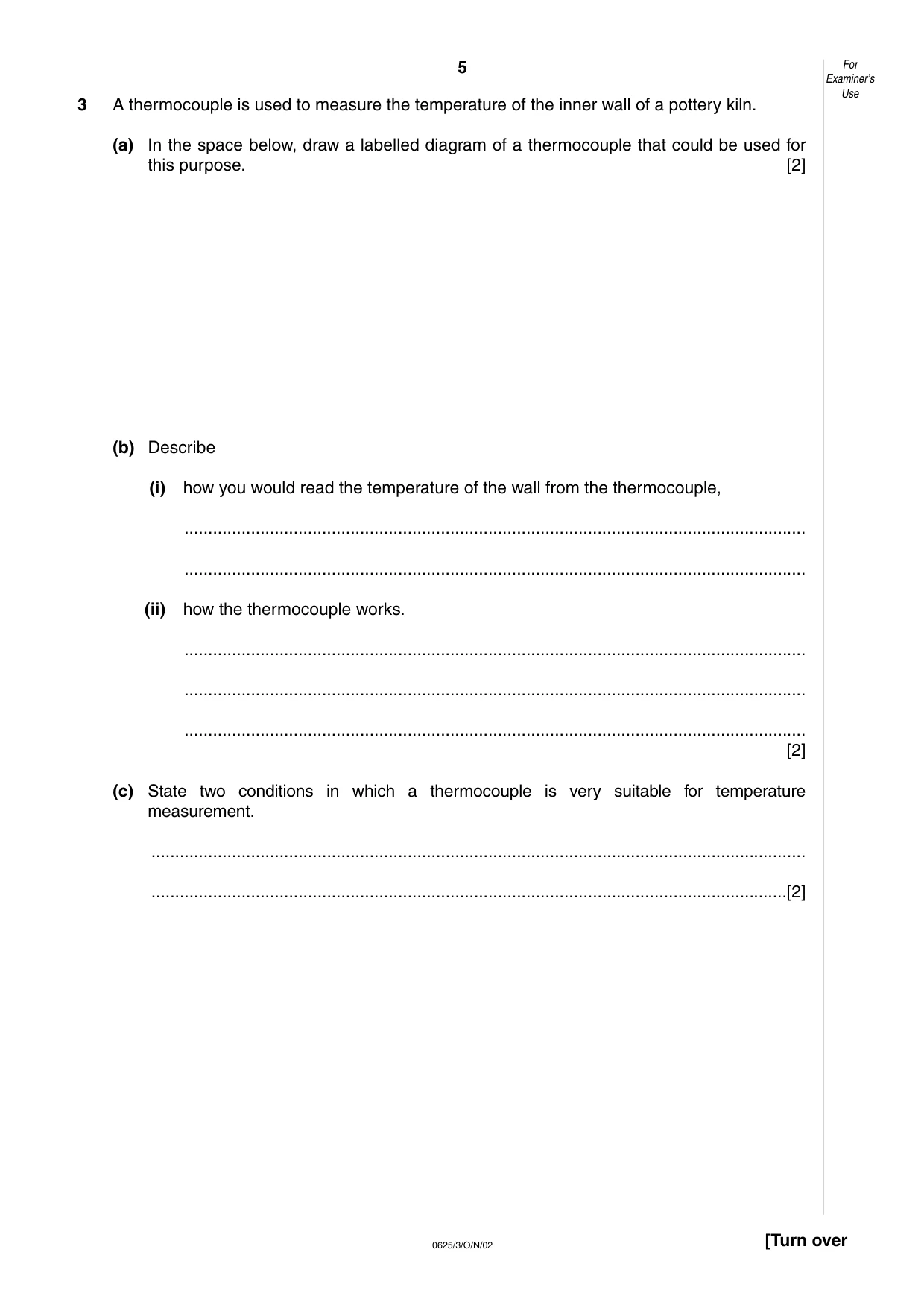 Cambridge IGCSE Physics 0625 2002 Oct/Nov Paper 3 · Variant 1 question paper, page 5 of 16