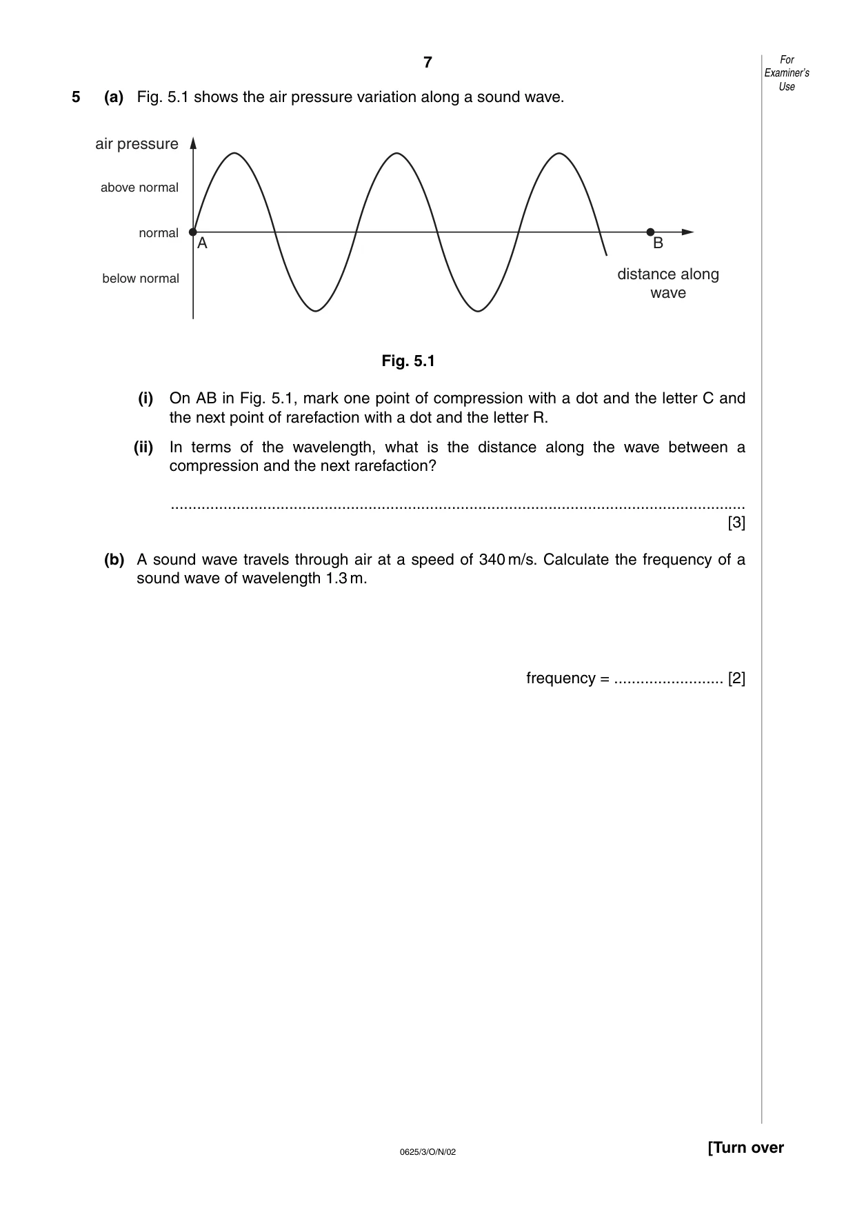 Cambridge IGCSE Physics 0625 2002 Oct/Nov Paper 3 · Variant 1 question paper, page 7 of 16