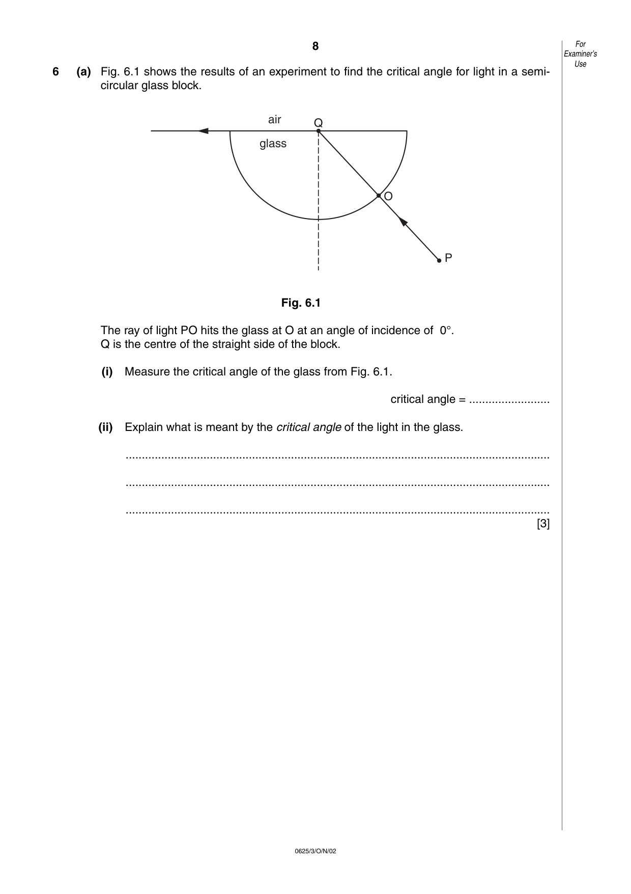 Cambridge IGCSE Physics 0625 2002 Oct/Nov Paper 3 · Variant 1 question paper, page 8 of 16