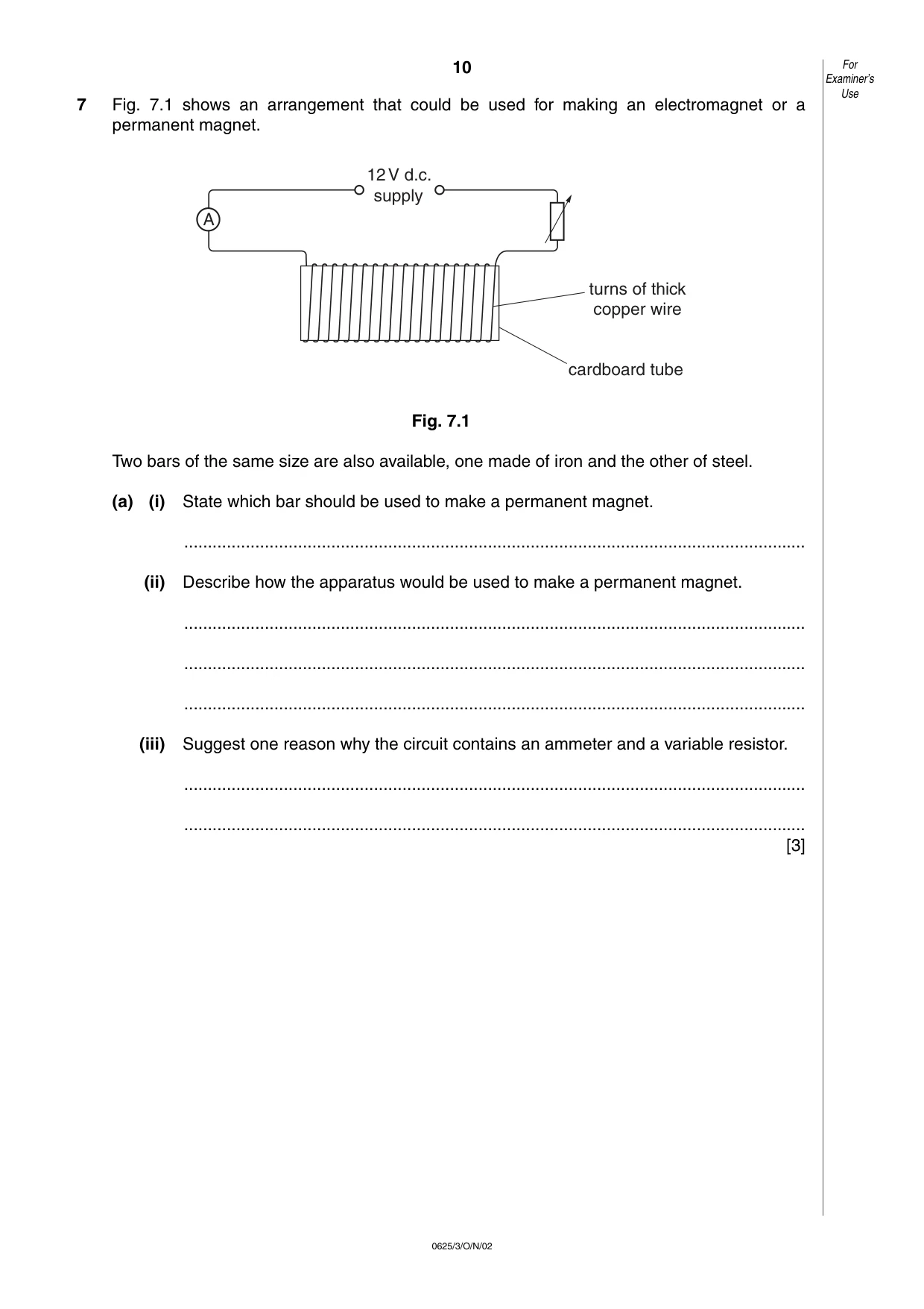 Cambridge IGCSE Physics 0625 2002 Oct/Nov Paper 3 · Variant 1 question paper, page 10 of 16