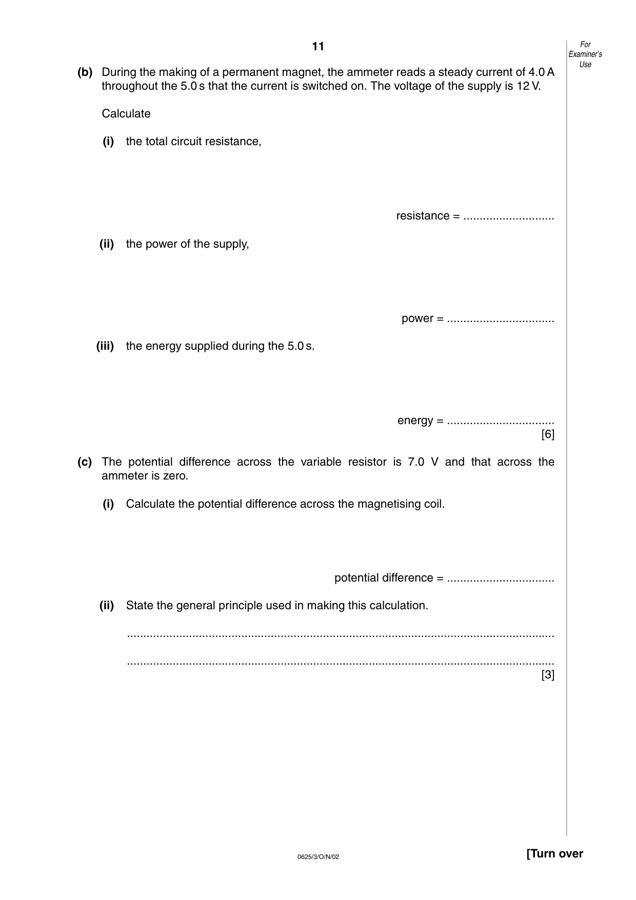 Cambridge IGCSE Physics 0625 2002 Oct/Nov Paper 3 · Variant 1 question paper, page 11 of 16