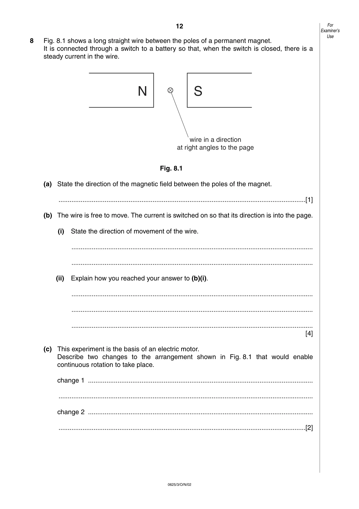 Cambridge IGCSE Physics 0625 2002 Oct/Nov Paper 3 · Variant 1 question paper, page 12 of 16