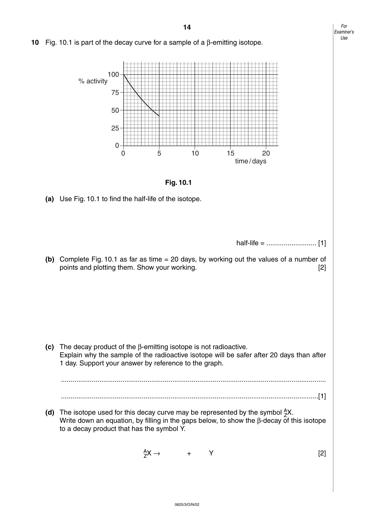 Cambridge IGCSE Physics 0625 2002 Oct/Nov Paper 3 · Variant 1 question paper, page 14 of 16
