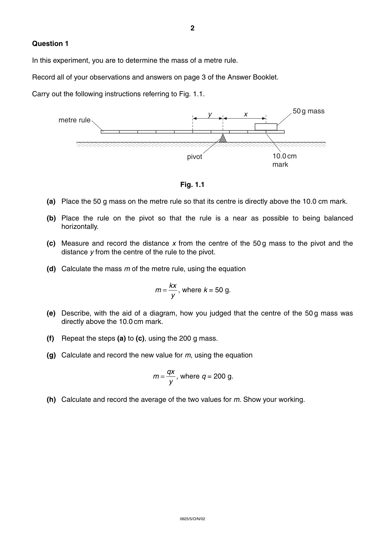 Cambridge IGCSE Physics 0625 2002 Oct/Nov Paper 5 · Variant 1 question paper, page 2 of 16