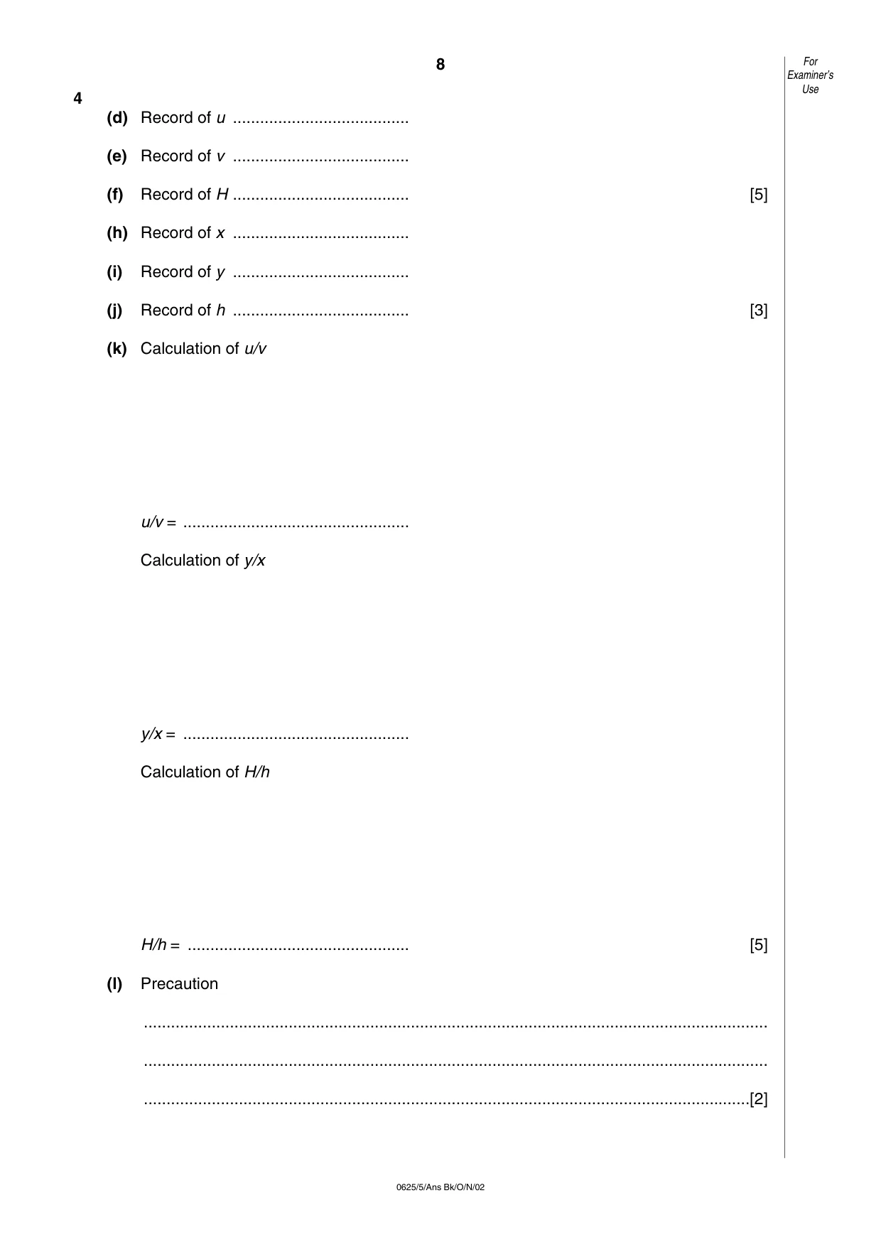 Cambridge IGCSE Physics 0625 2002 Oct/Nov Paper 5 · Variant 1 question paper, page 16 of 16