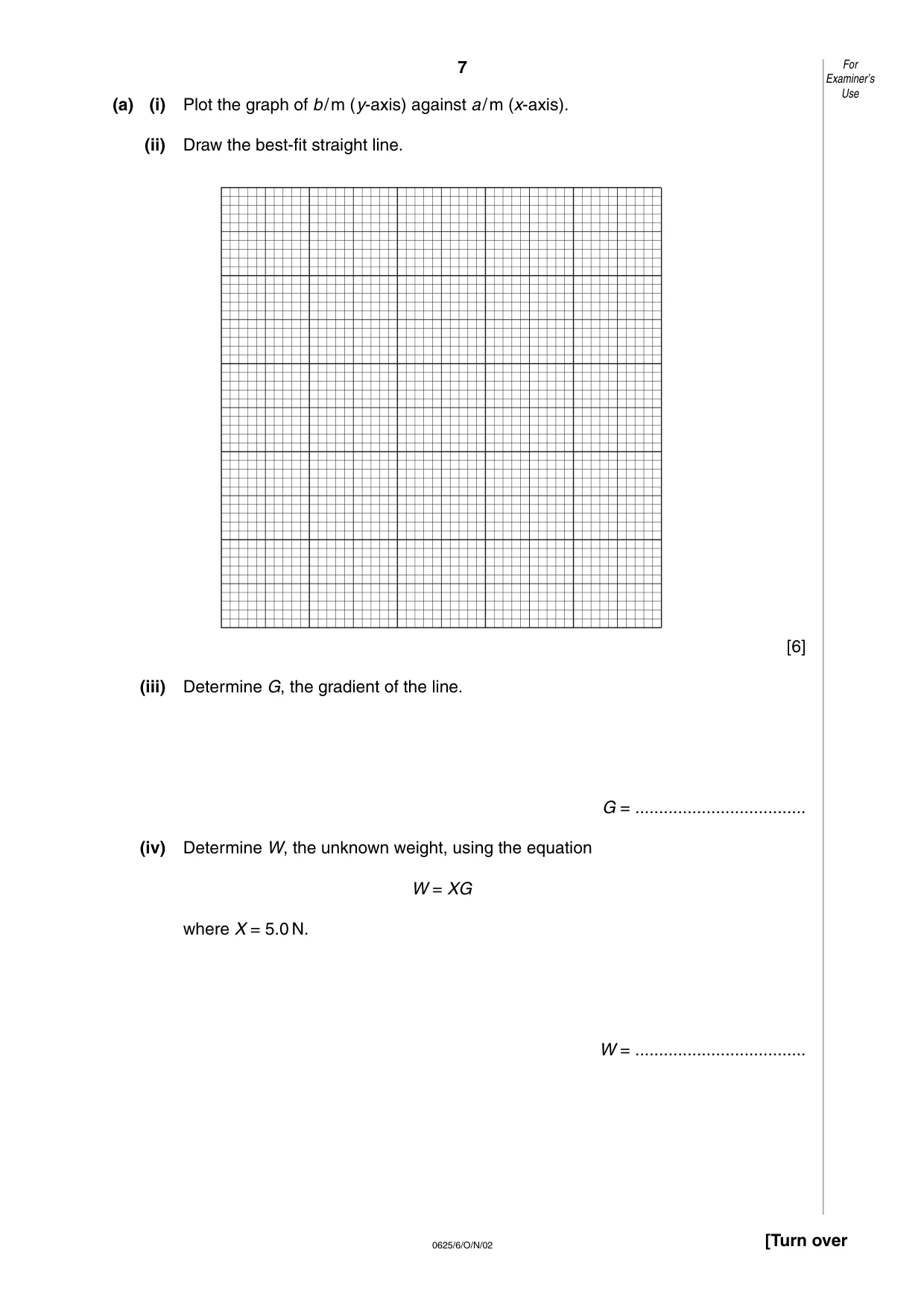 Cambridge IGCSE Physics 0625 2002 Oct/Nov Paper 6 · Variant 1 question paper, page 7 of 12